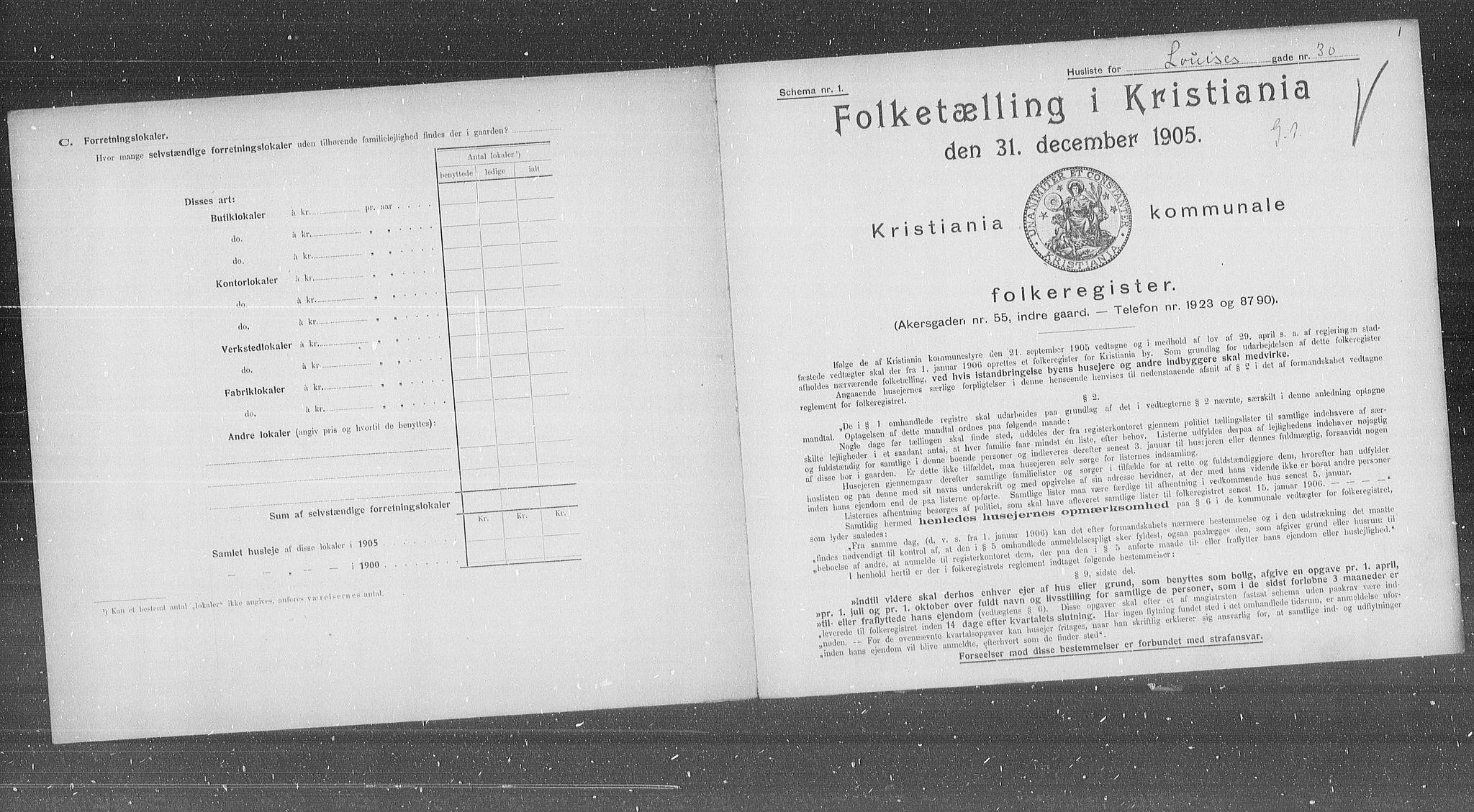 OBA, Municipal Census 1905 for Kristiania, 1905, p. 30712