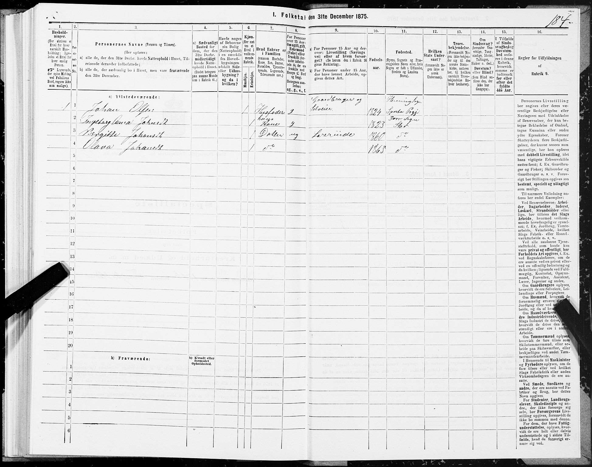 SAT, 1875 census for 1734P Stod, 1875, p. 3184