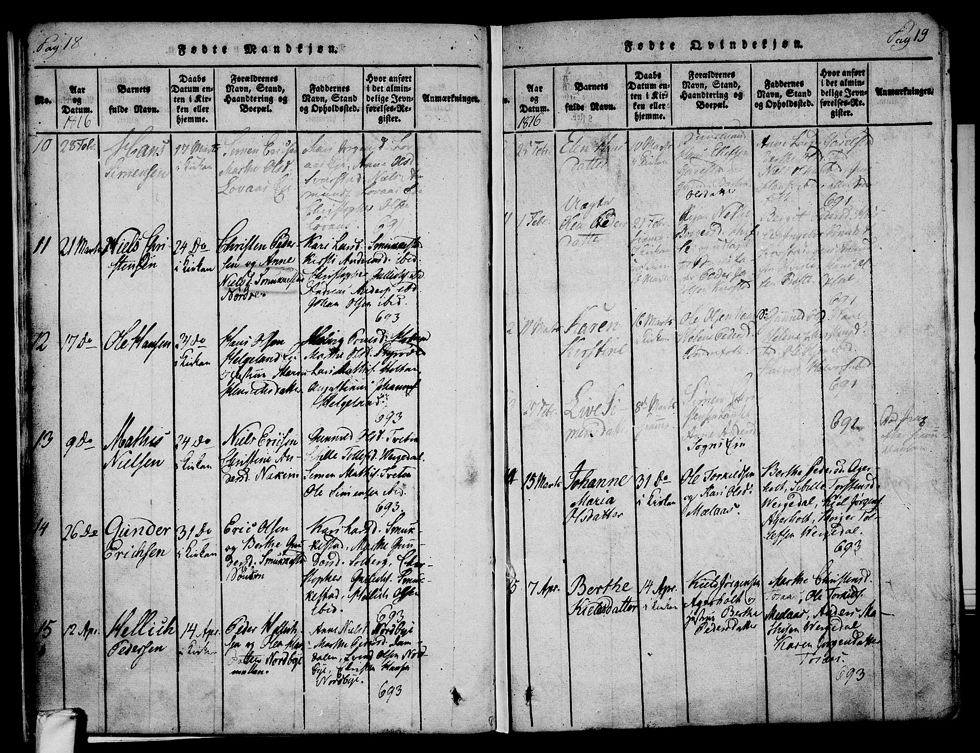 Lardal kirkebøker, AV/SAKO-A-350/F/Fa/L0005: Parish register (official) no. I 5, 1814-1835, p. 18-19