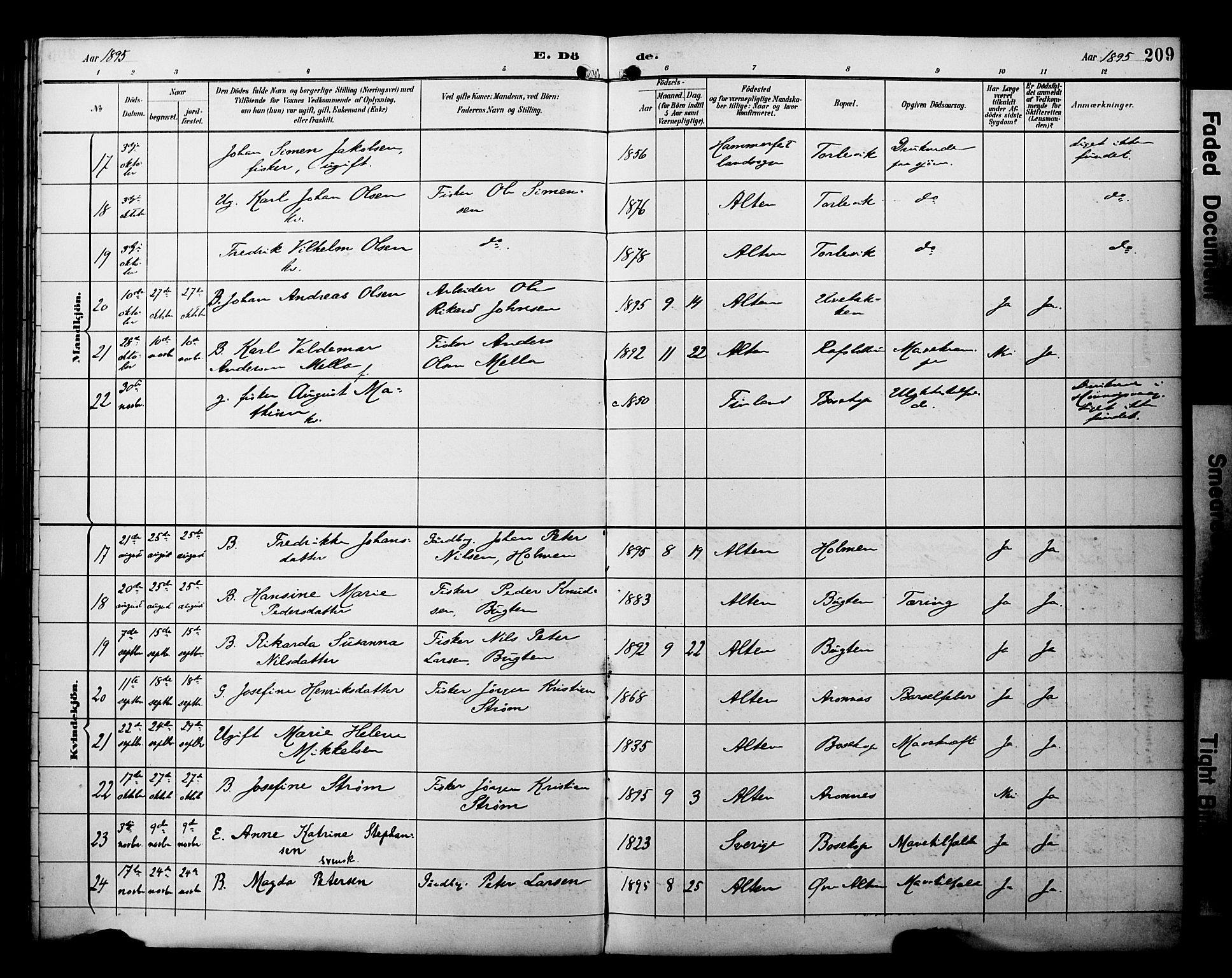 Alta sokneprestkontor, AV/SATØ-S-1338/H/Ha/L0003.kirke: Parish register (official) no. 3, 1892-1904, p. 209