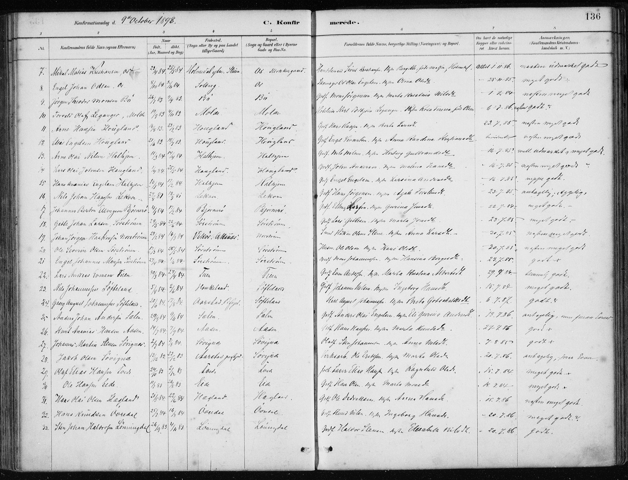 Os sokneprestembete, SAB/A-99929: Parish register (official) no. B 1, 1885-1902, p. 136