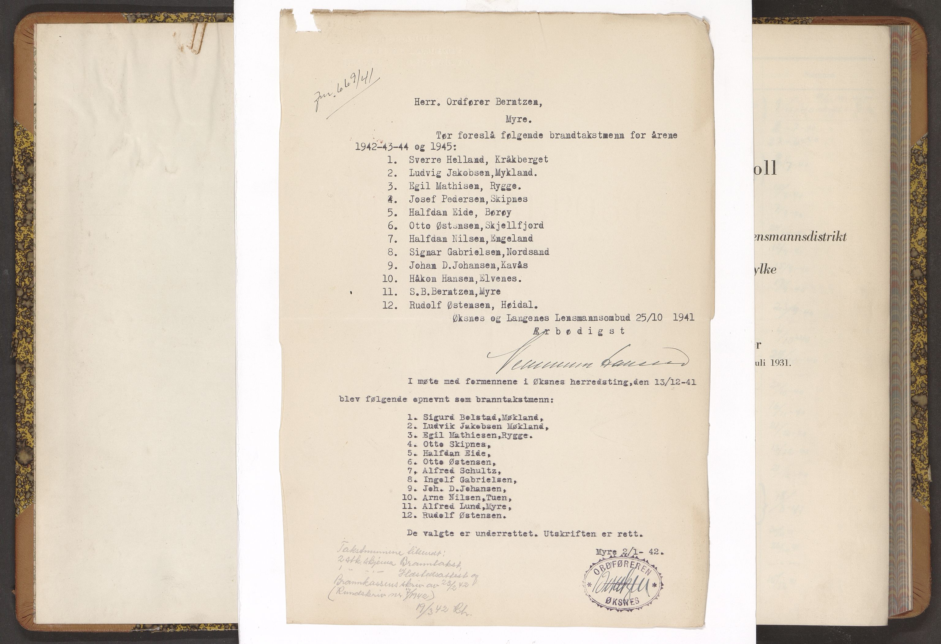 Norges Brannkasse Øksnes, AV/SAT-A-5589/Fb/L0014: Branntakstprotokoll, 1940-1949