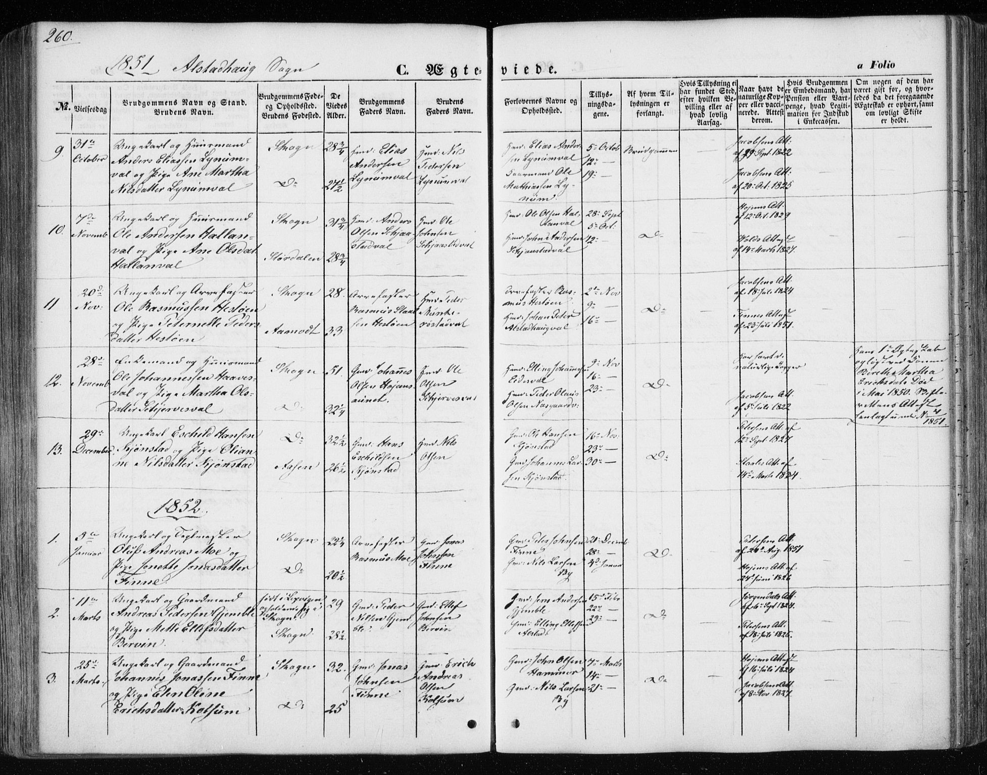 Ministerialprotokoller, klokkerbøker og fødselsregistre - Nord-Trøndelag, SAT/A-1458/717/L0154: Parish register (official) no. 717A07 /1, 1850-1862, p. 260