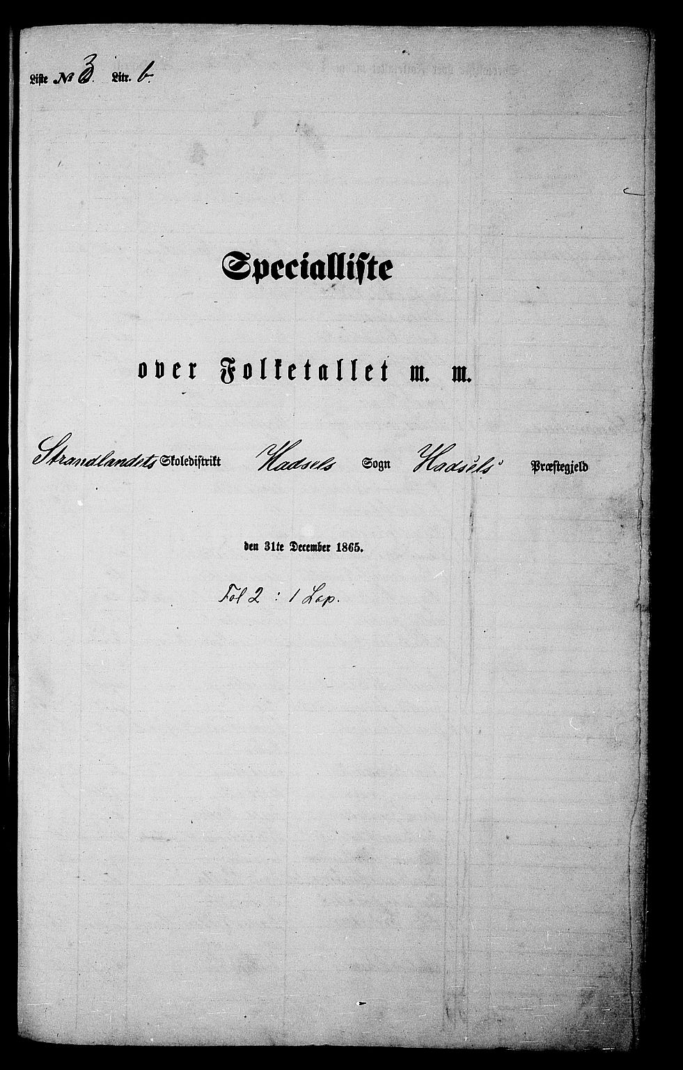 RA, 1865 census for Hadsel, 1865, p. 76