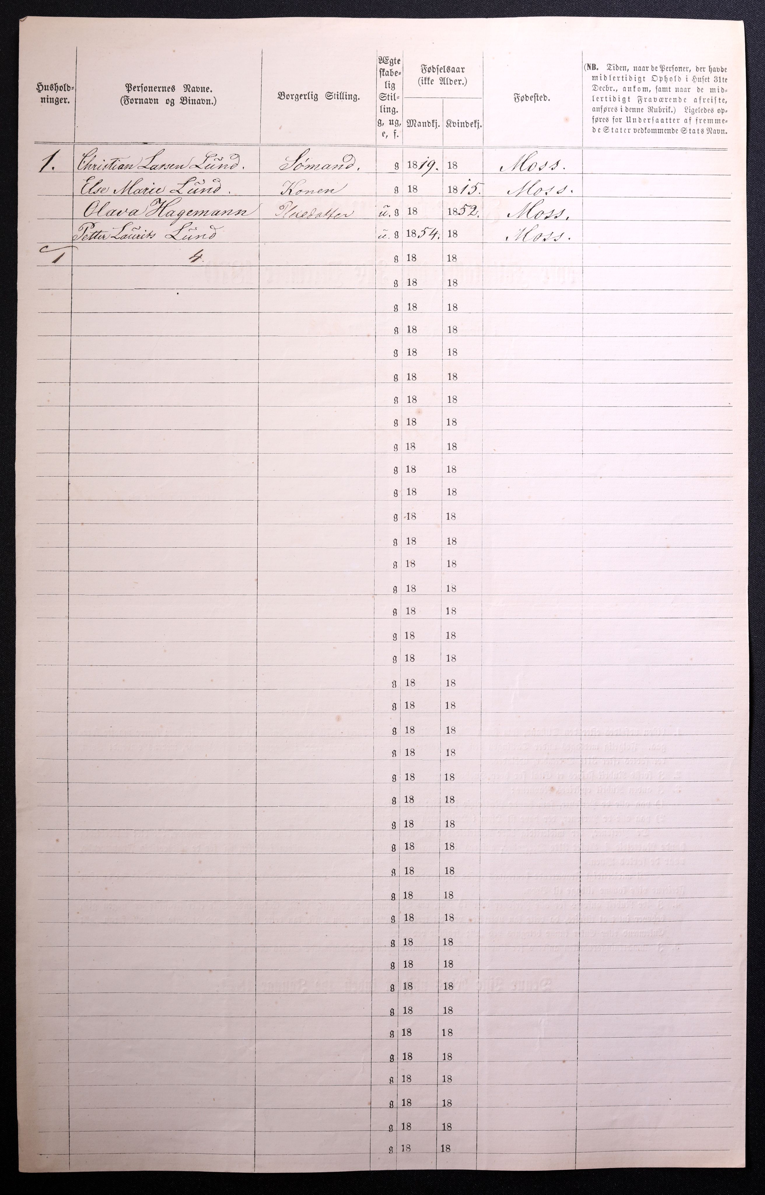 RA, 1870 census for 0104 Moss, 1870, p. 364