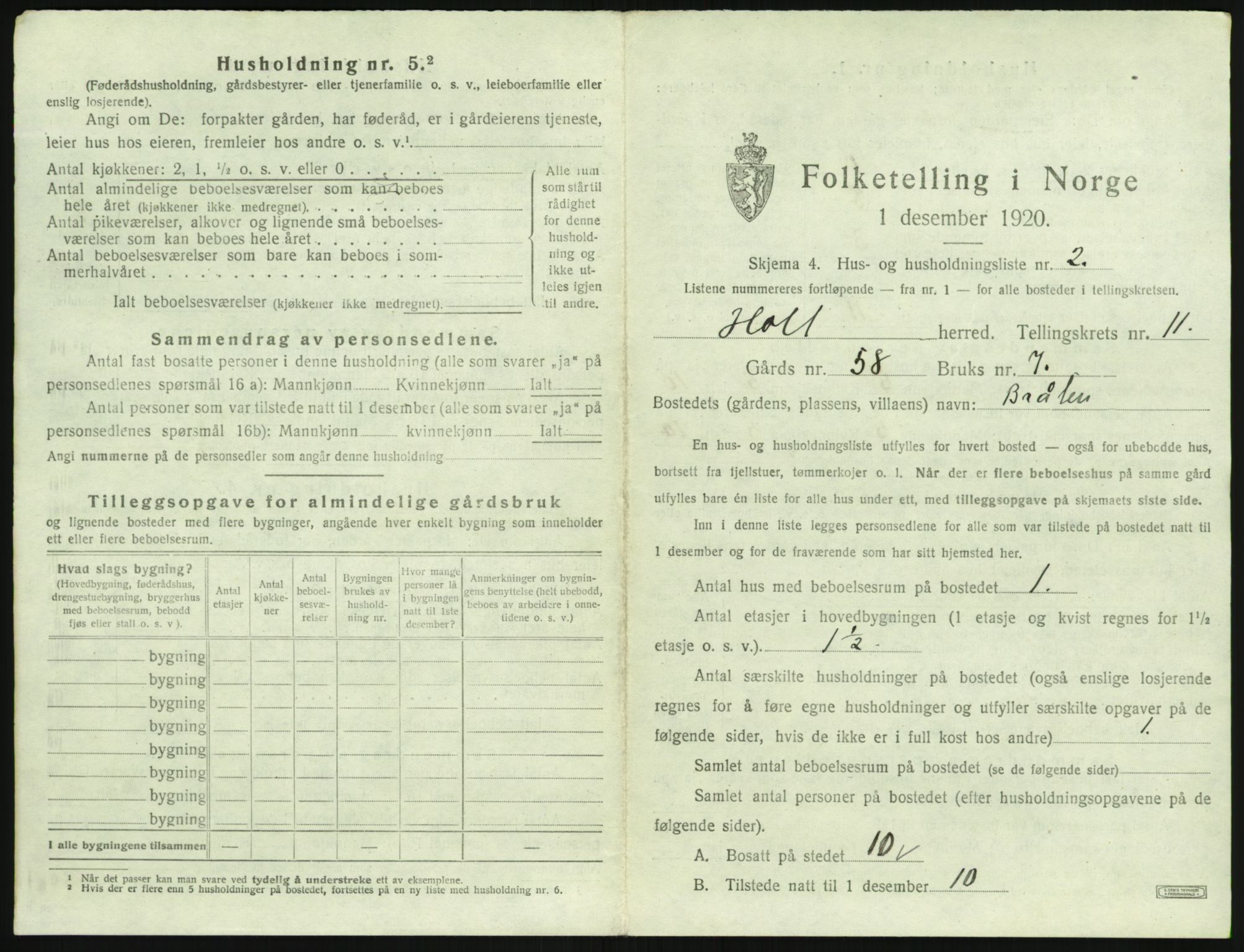 SAK, 1920 census for Holt, 1920, p. 1034