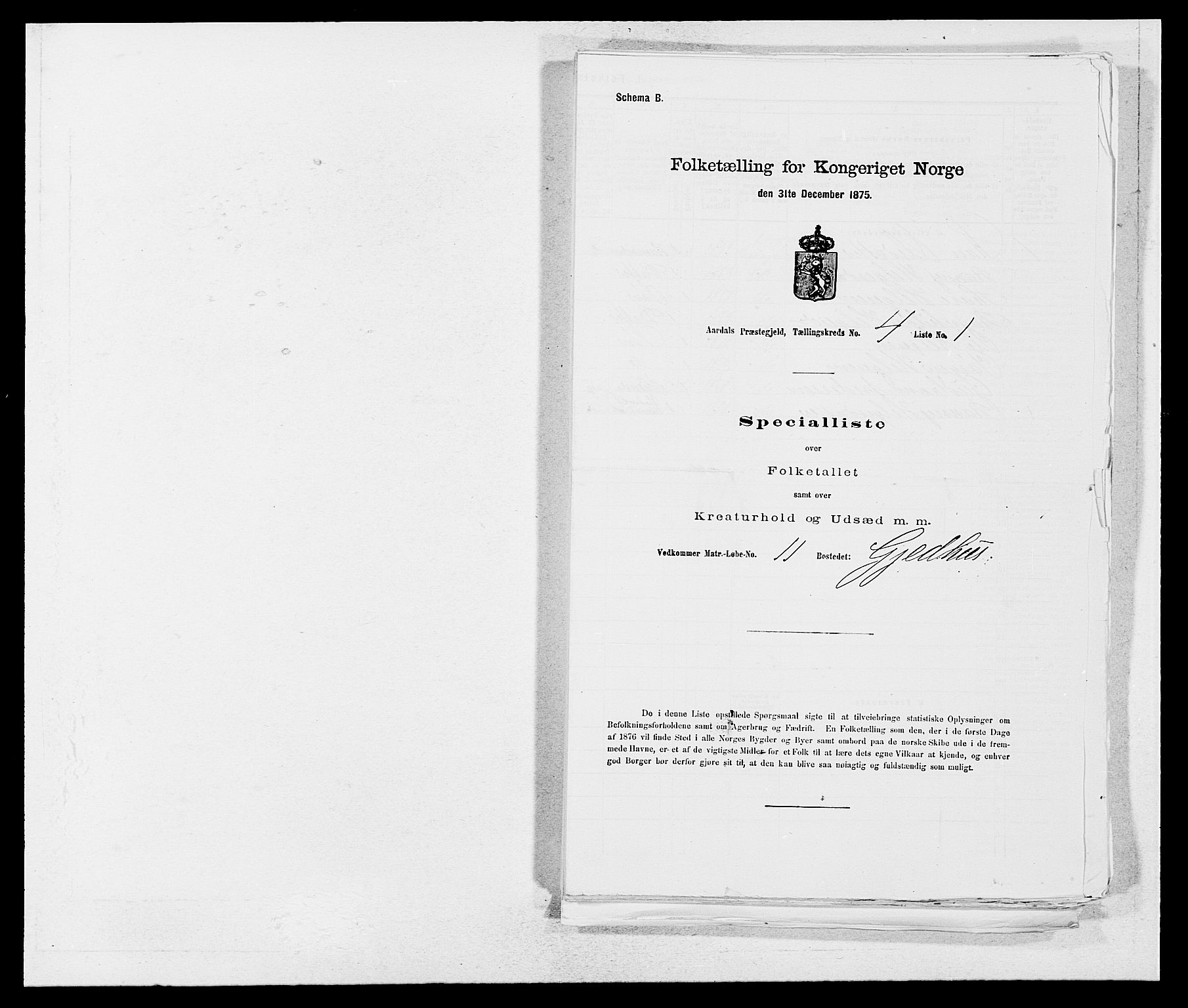 SAB, 1875 census for 1424P Årdal, 1875, p. 395