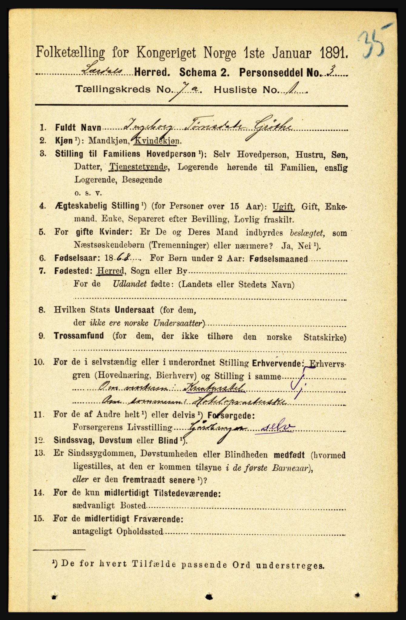 RA, 1891 census for 1422 Lærdal, 1891, p. 806