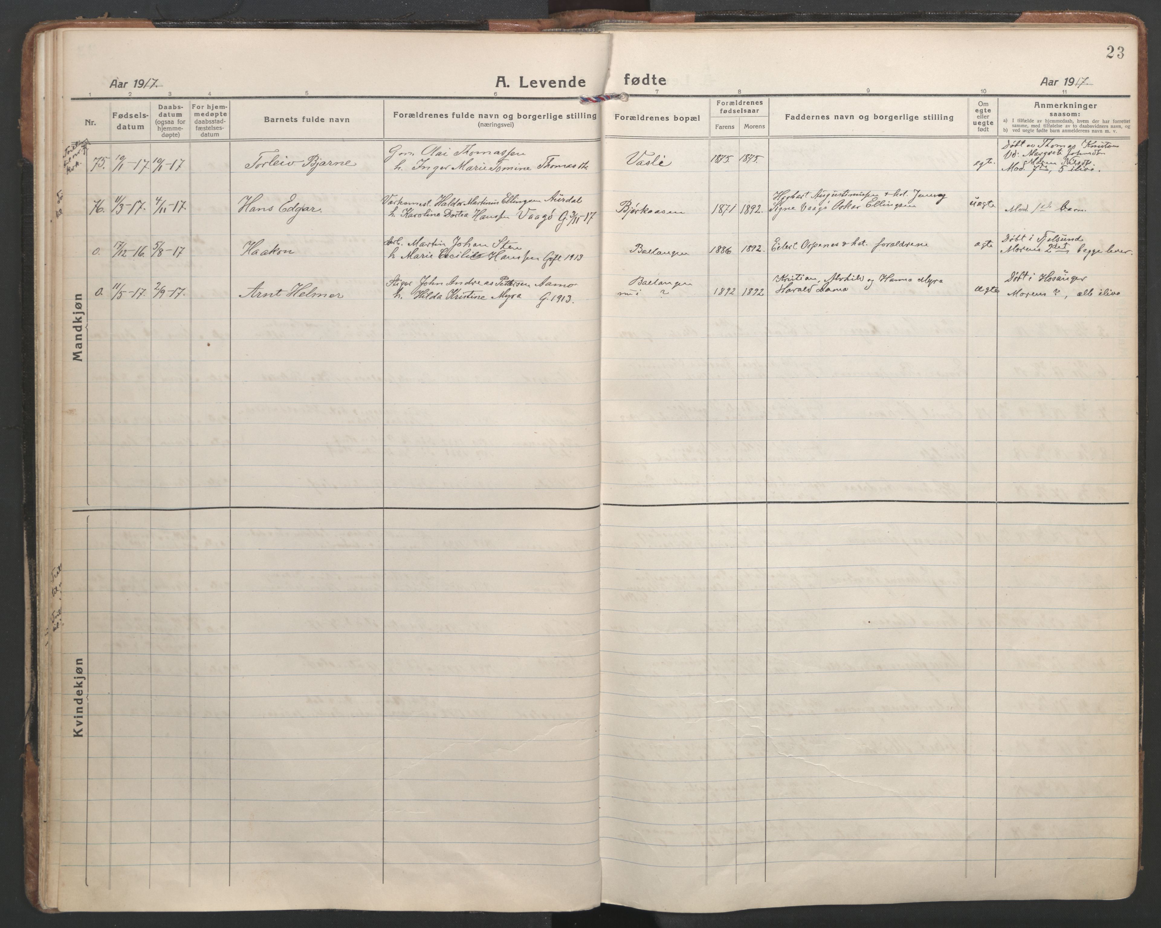 Ministerialprotokoller, klokkerbøker og fødselsregistre - Nordland, AV/SAT-A-1459/863/L0904: Parish register (official) no. 863A16, 1915-1937, p. 23