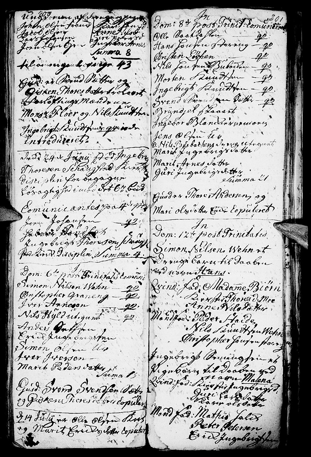 Kvikne prestekontor, SAH/PREST-064/H/Ha/Haa/L0001: Parish register (official) no. 1, 1740-1756, p. 300-301