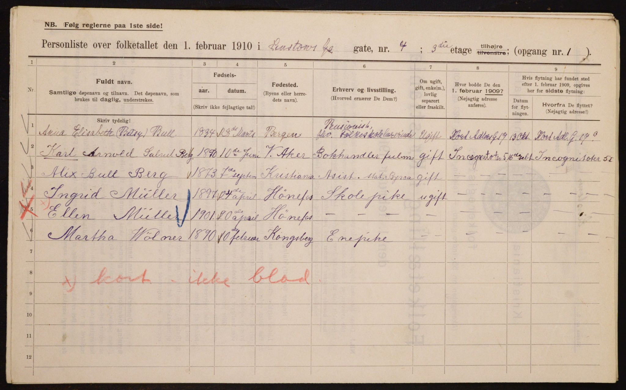 OBA, Municipal Census 1910 for Kristiania, 1910, p. 55749