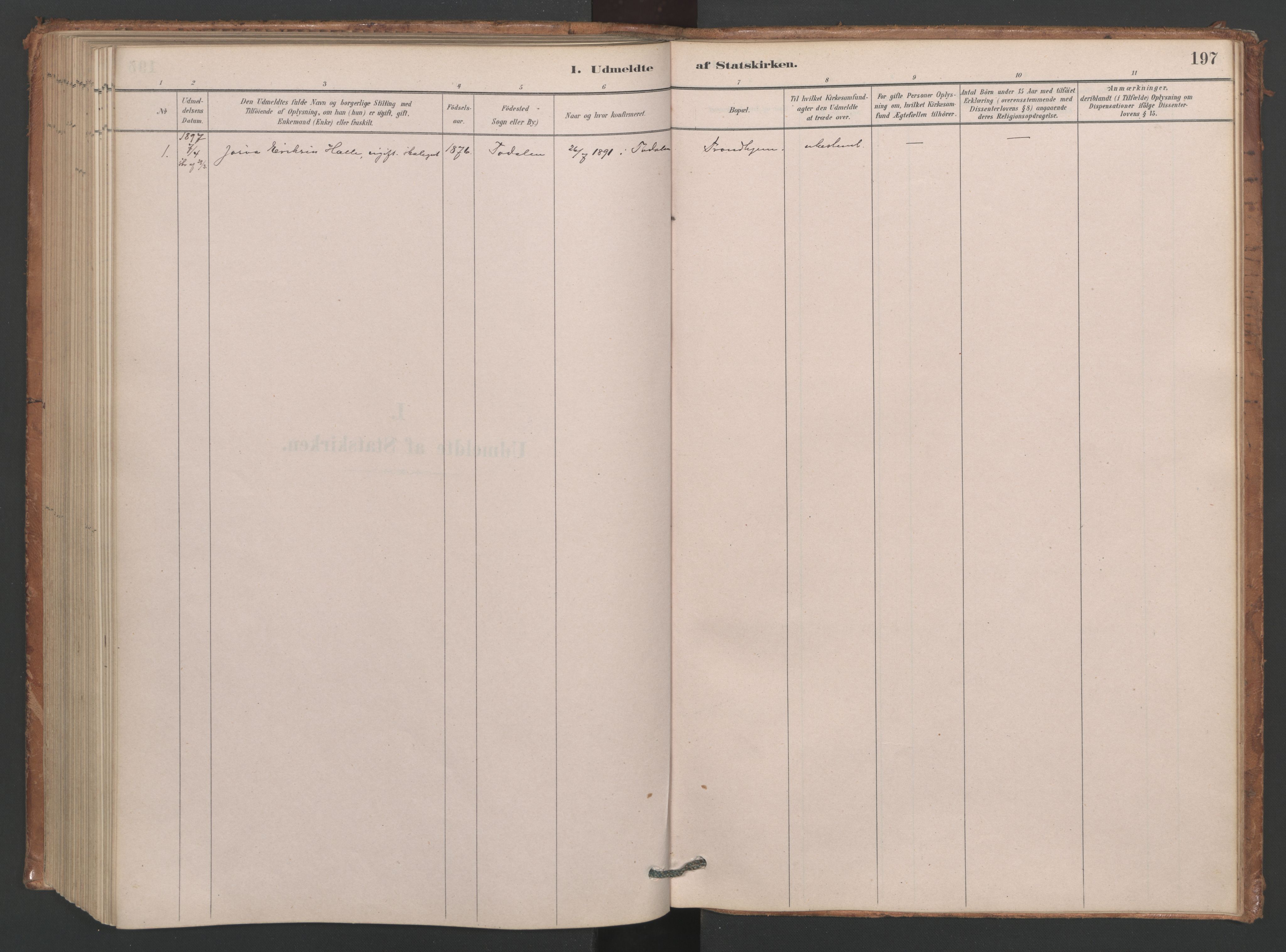 Ministerialprotokoller, klokkerbøker og fødselsregistre - Møre og Romsdal, SAT/A-1454/593/L1034: Parish register (official) no. 593A01, 1879-1911, p. 197