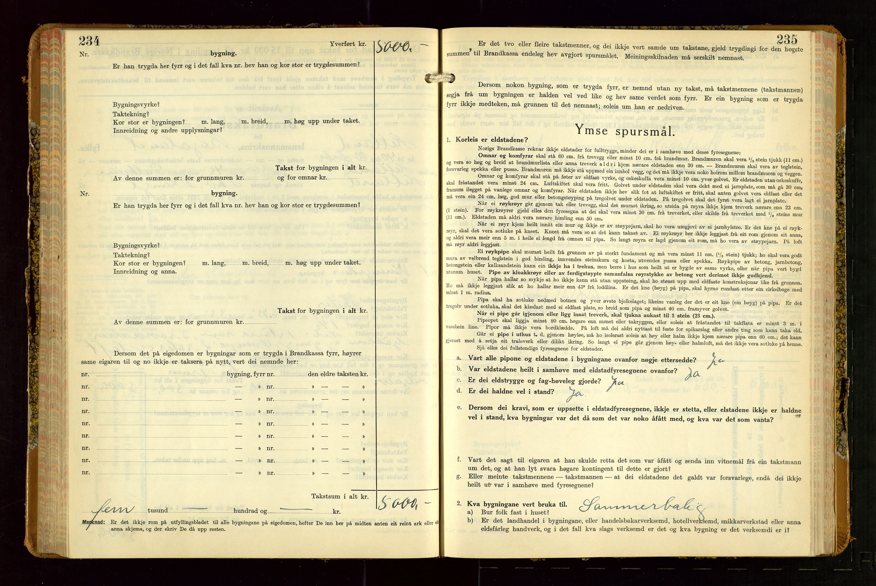 Hetland lensmannskontor, SAST/A-100101/Gob/L0007: "Brandtakstbok", 1939-1949, p. 234-235