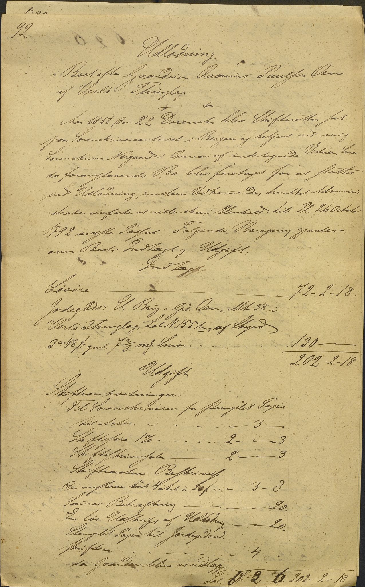 Nordhordland sorenskrivar, AV/SAB-A-2901/1/H/Hd/Hdb/L0001: Konsept til utlodningar, 1850-1852, p. 405