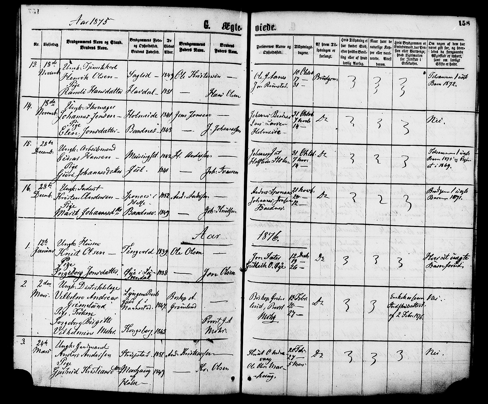Ministerialprotokoller, klokkerbøker og fødselsregistre - Møre og Romsdal, SAT/A-1454/586/L0986: Parish register (official) no. 586A12, 1867-1878, p. 158