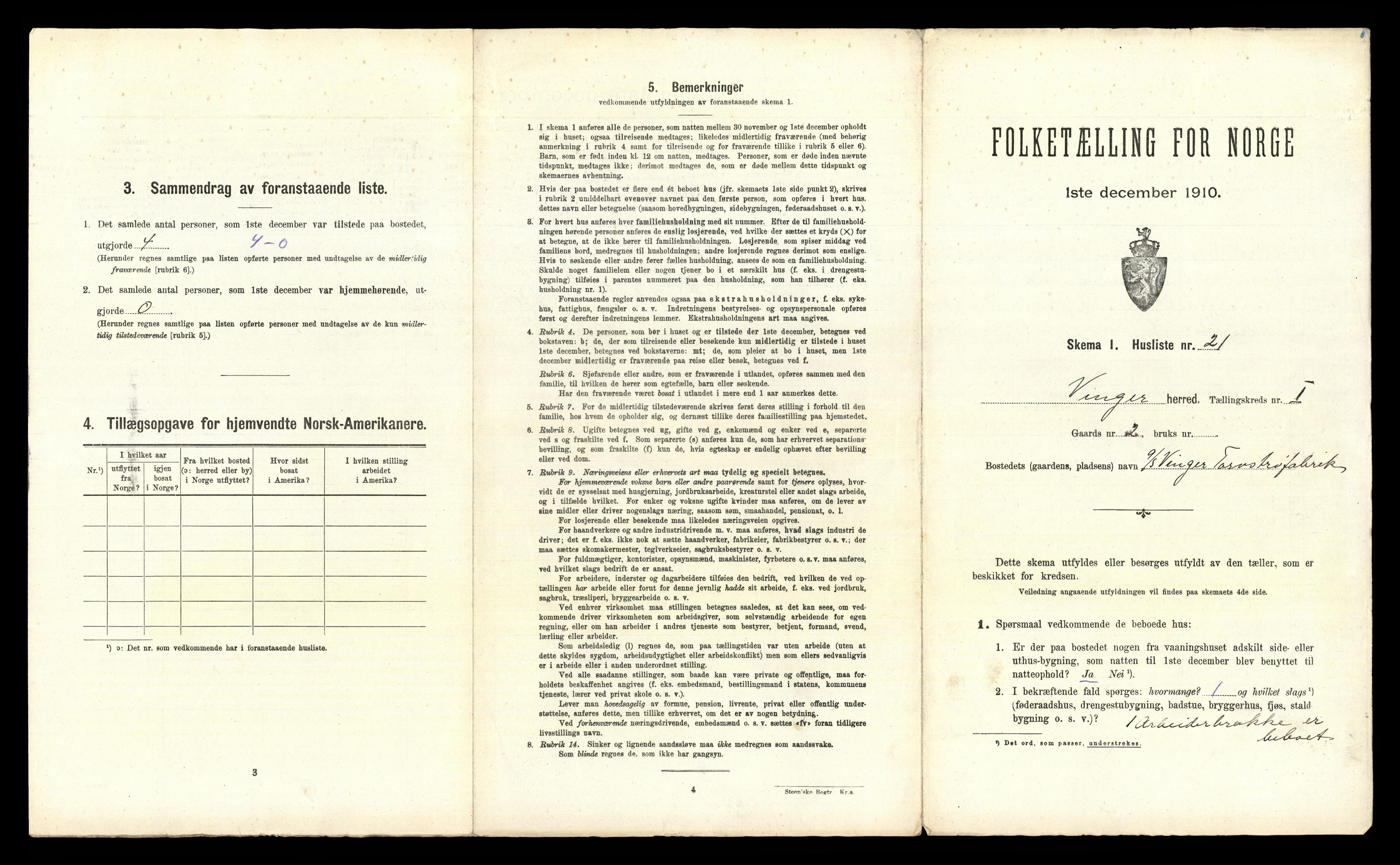 RA, 1910 census for Vinger, 1910, p. 93