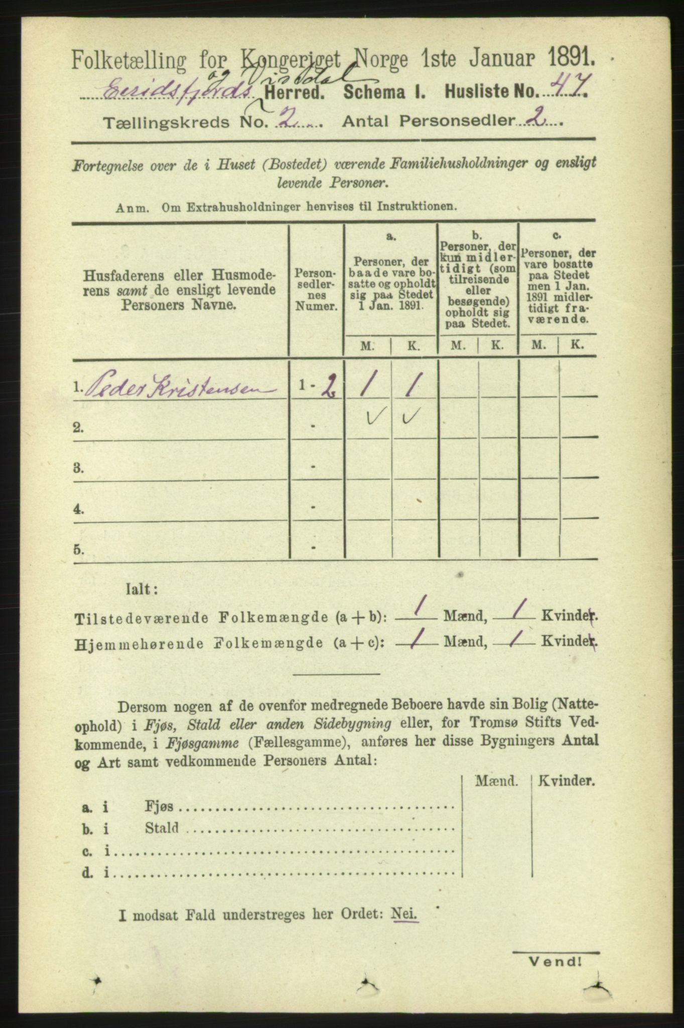 RA, 1891 census for 1542 Eresfjord og Vistdal, 1891, p. 355