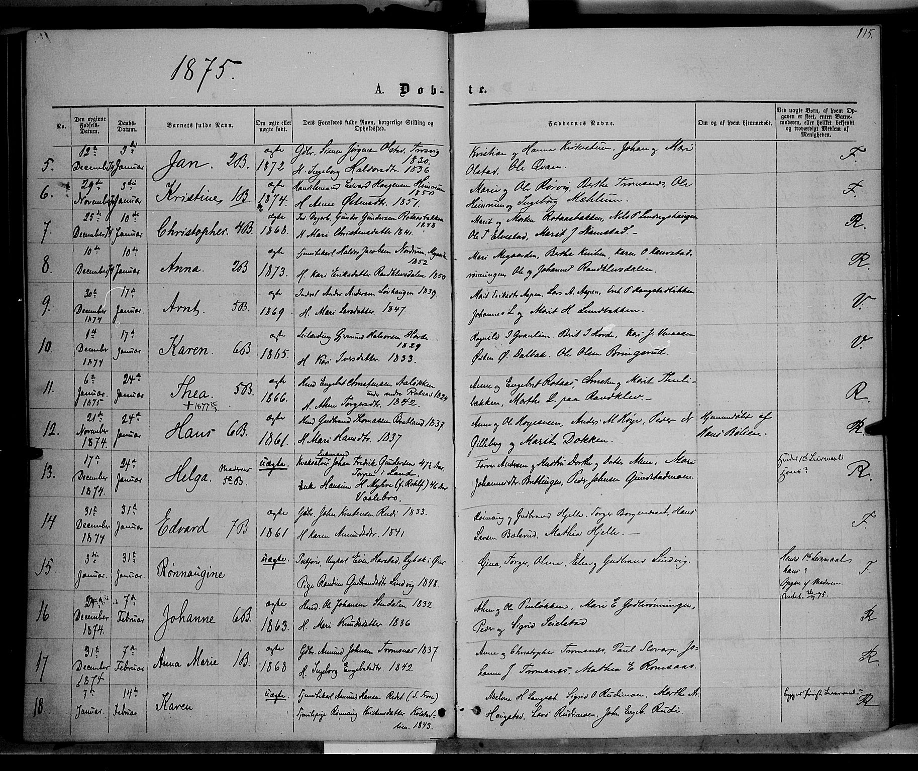 Ringebu prestekontor, AV/SAH-PREST-082/H/Ha/Haa/L0007: Parish register (official) no. 7, 1860-1877, p. 115