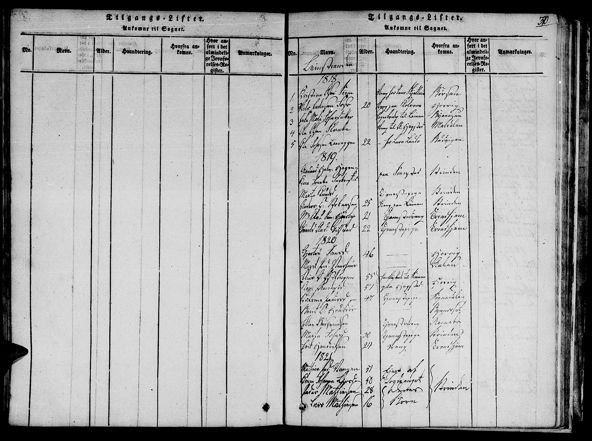 Ministerialprotokoller, klokkerbøker og fødselsregistre - Sør-Trøndelag, SAT/A-1456/691/L1067: Parish register (official) no. 691A03 /3, 1816-1826, p. 310