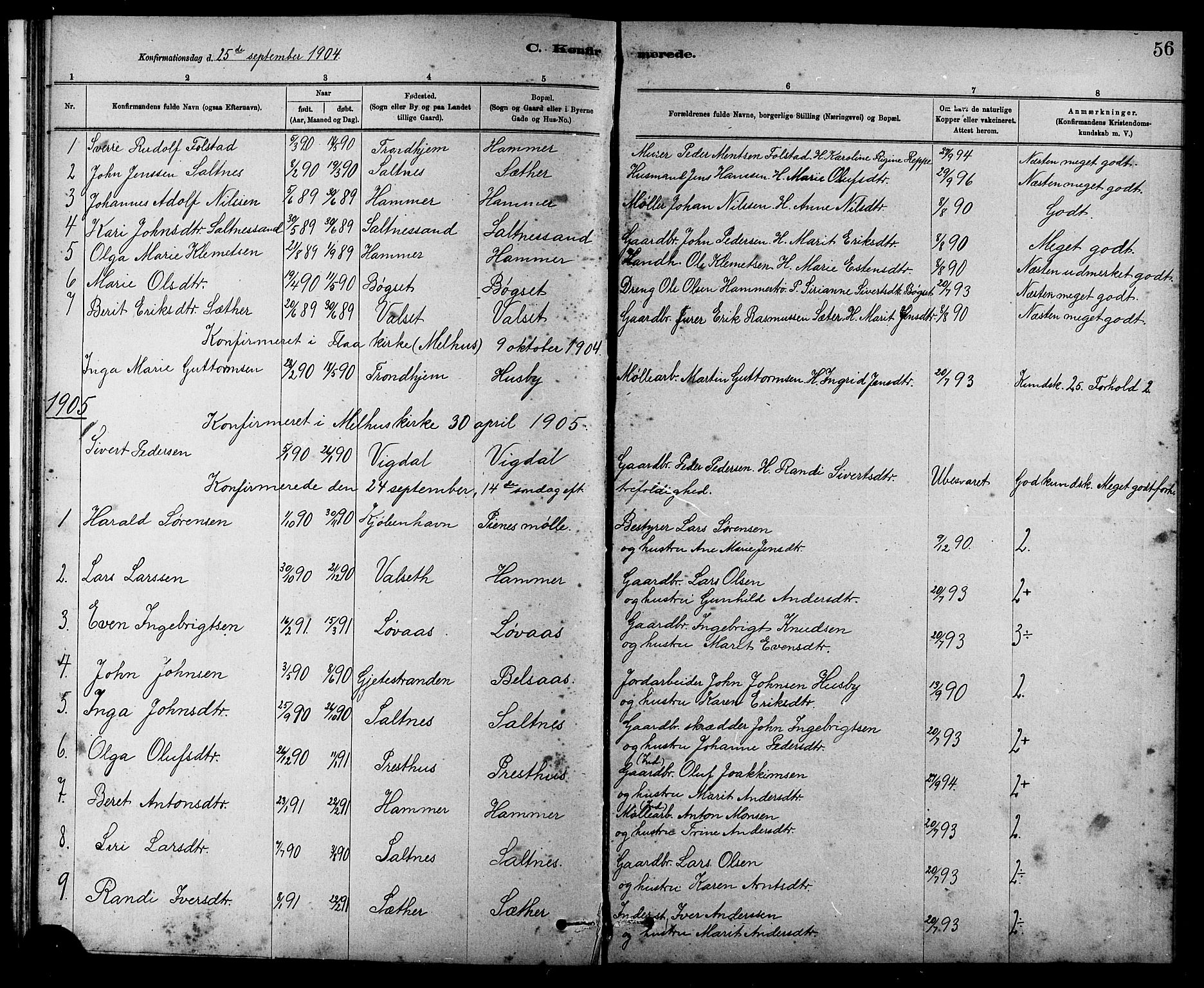 Ministerialprotokoller, klokkerbøker og fødselsregistre - Sør-Trøndelag, AV/SAT-A-1456/666/L0790: Parish register (copy) no. 666C03, 1885-1908, p. 56