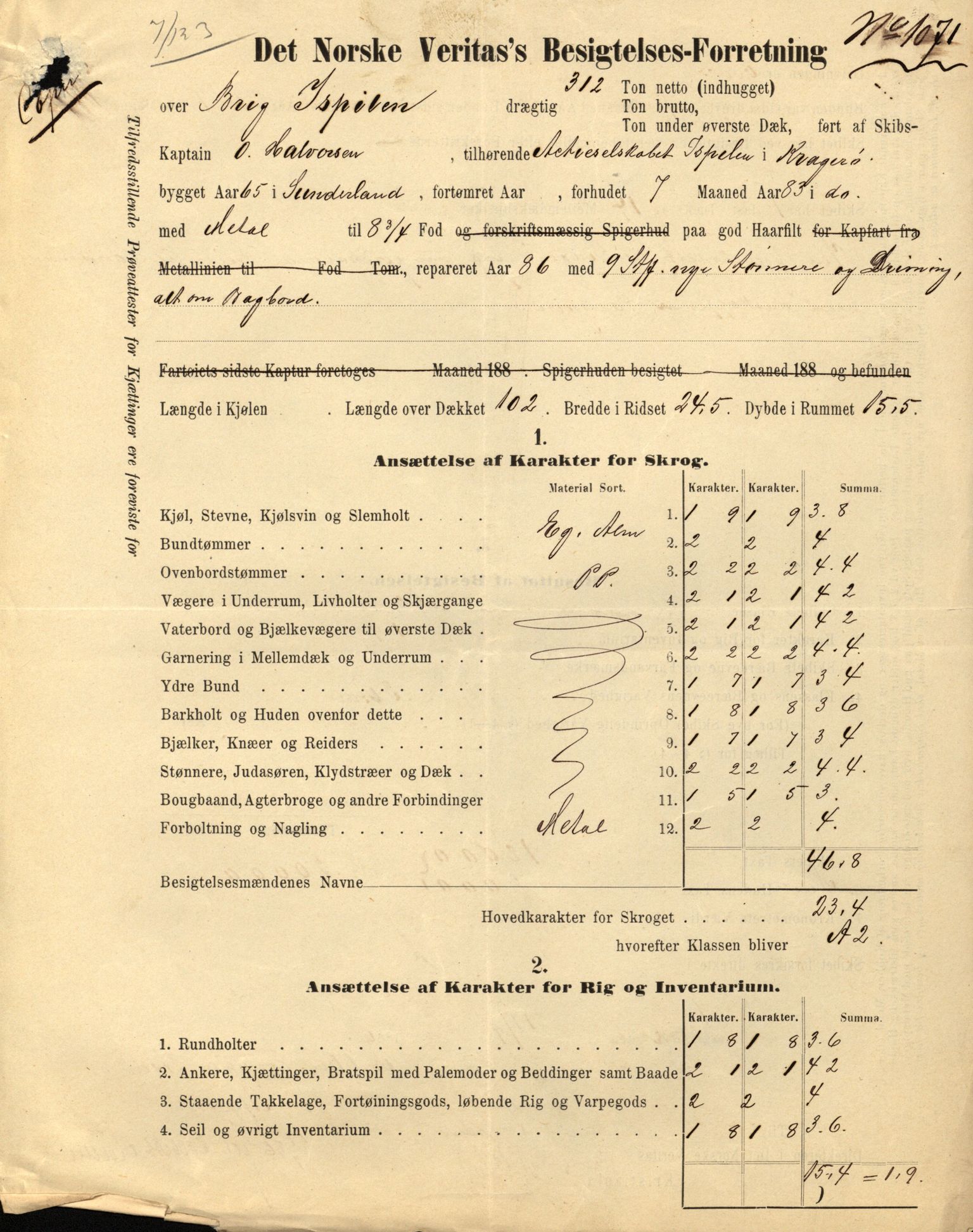 Pa 63 - Østlandske skibsassuranceforening, VEMU/A-1079/G/Ga/L0021/0005: Havaridokumenter / Haabet, Louise, Kvik, Libra, Kongsek, Ispilen, 1888, p. 56