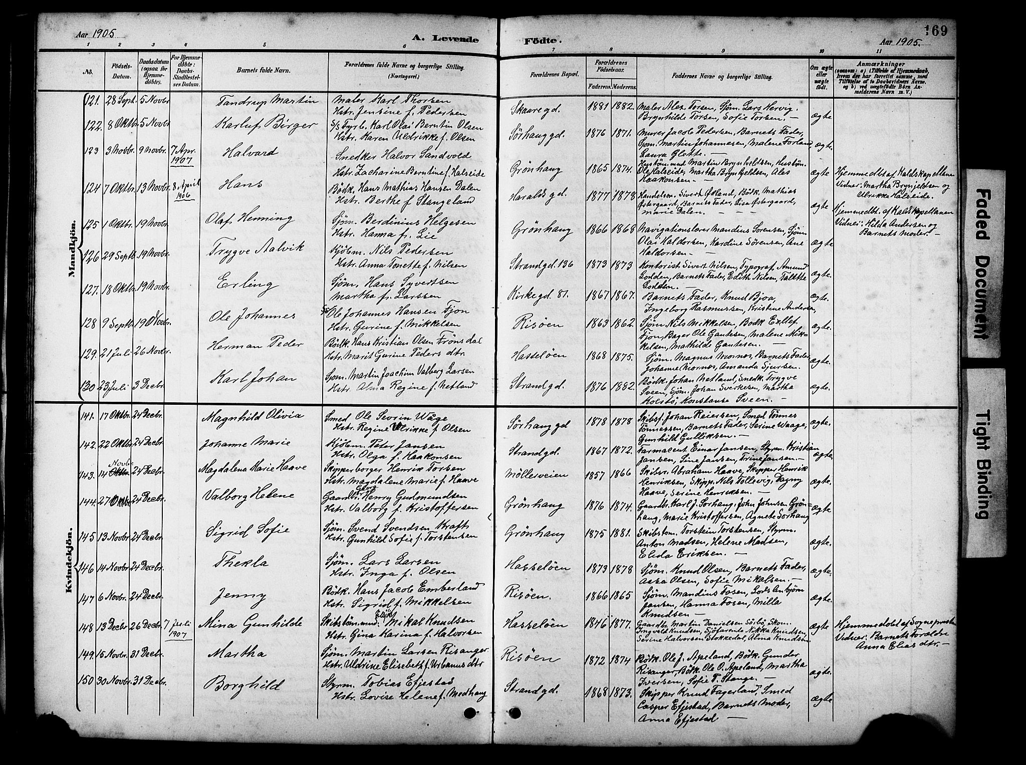 Haugesund sokneprestkontor, AV/SAST-A -101863/H/Ha/Hab/L0005: Parish register (copy) no. B 5, 1894-1908, p. 169