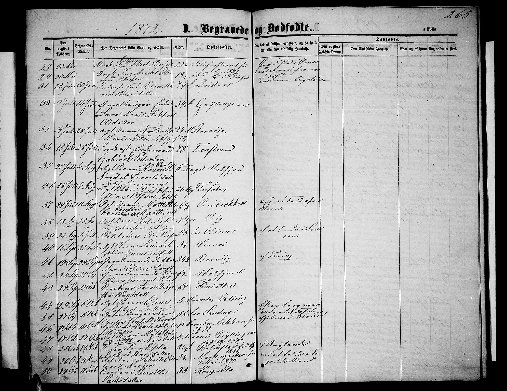 Ministerialprotokoller, klokkerbøker og fødselsregistre - Nordland, AV/SAT-A-1459/888/L1266: Parish register (copy) no. 888C04, 1864-1877, p. 265