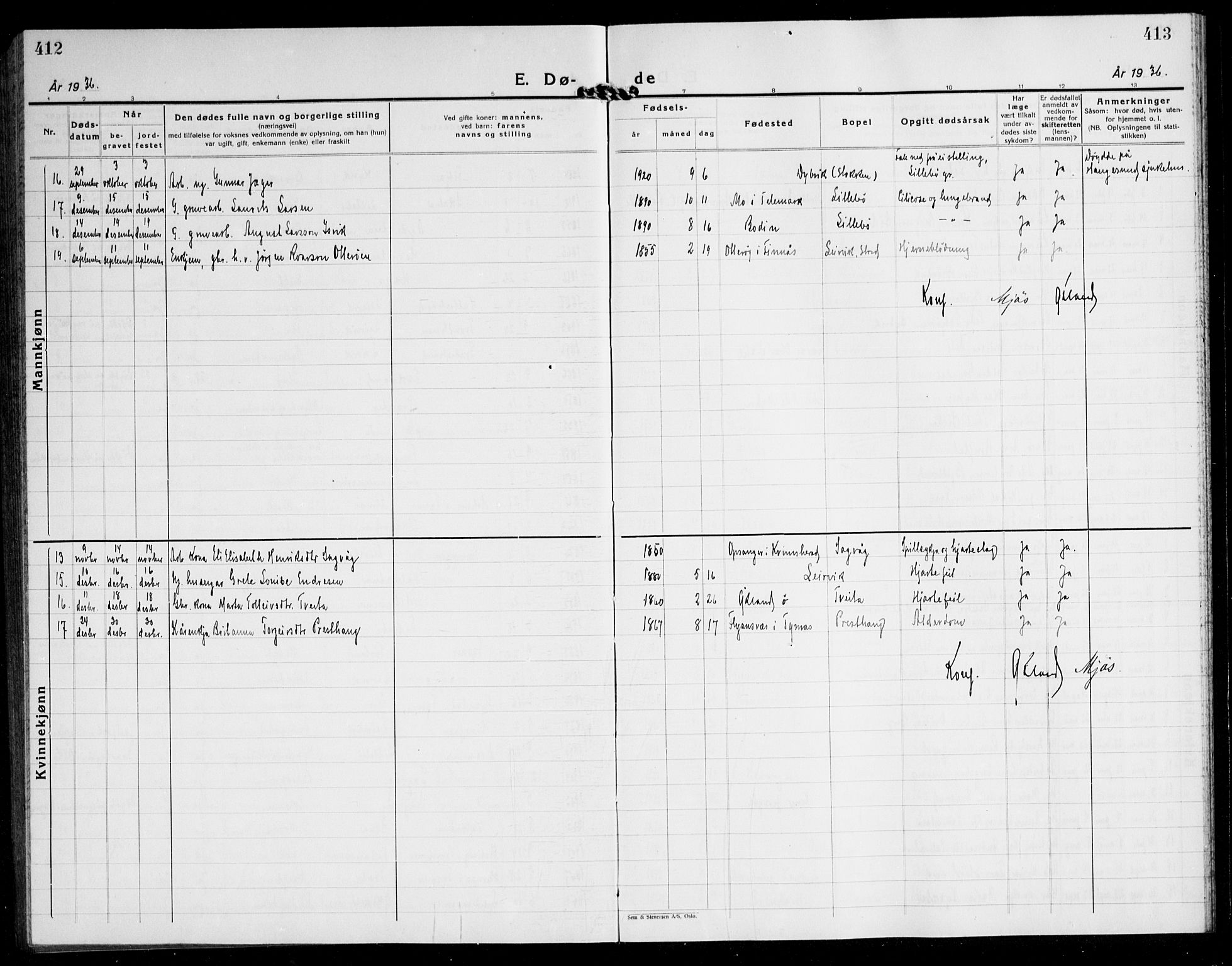 Stord sokneprestembete, AV/SAB-A-78201/H/Hab: Parish register (copy) no. A 5, 1933-1945, p. 412-413