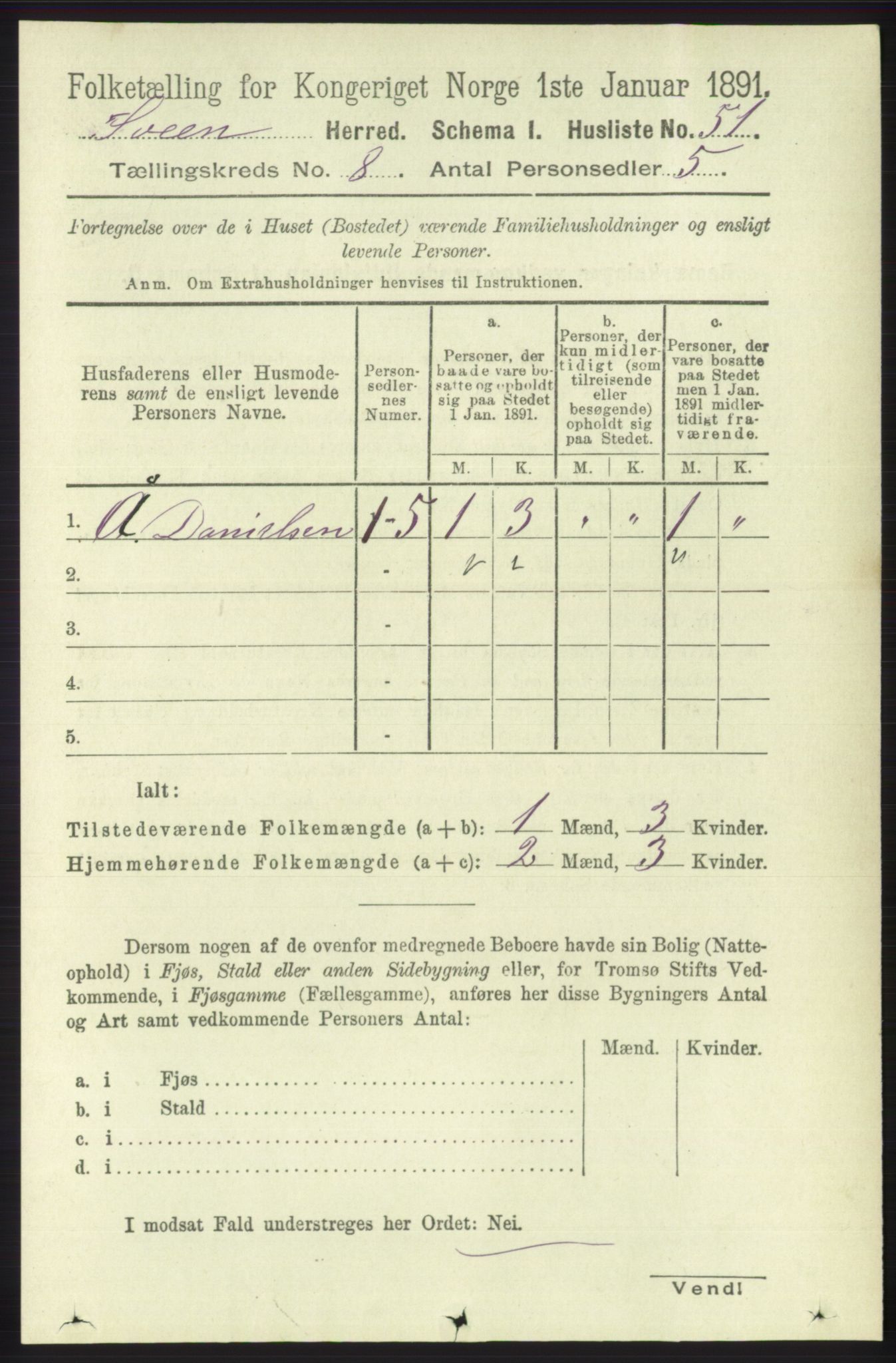 RA, 1891 census for 1216 Sveio, 1891, p. 2346