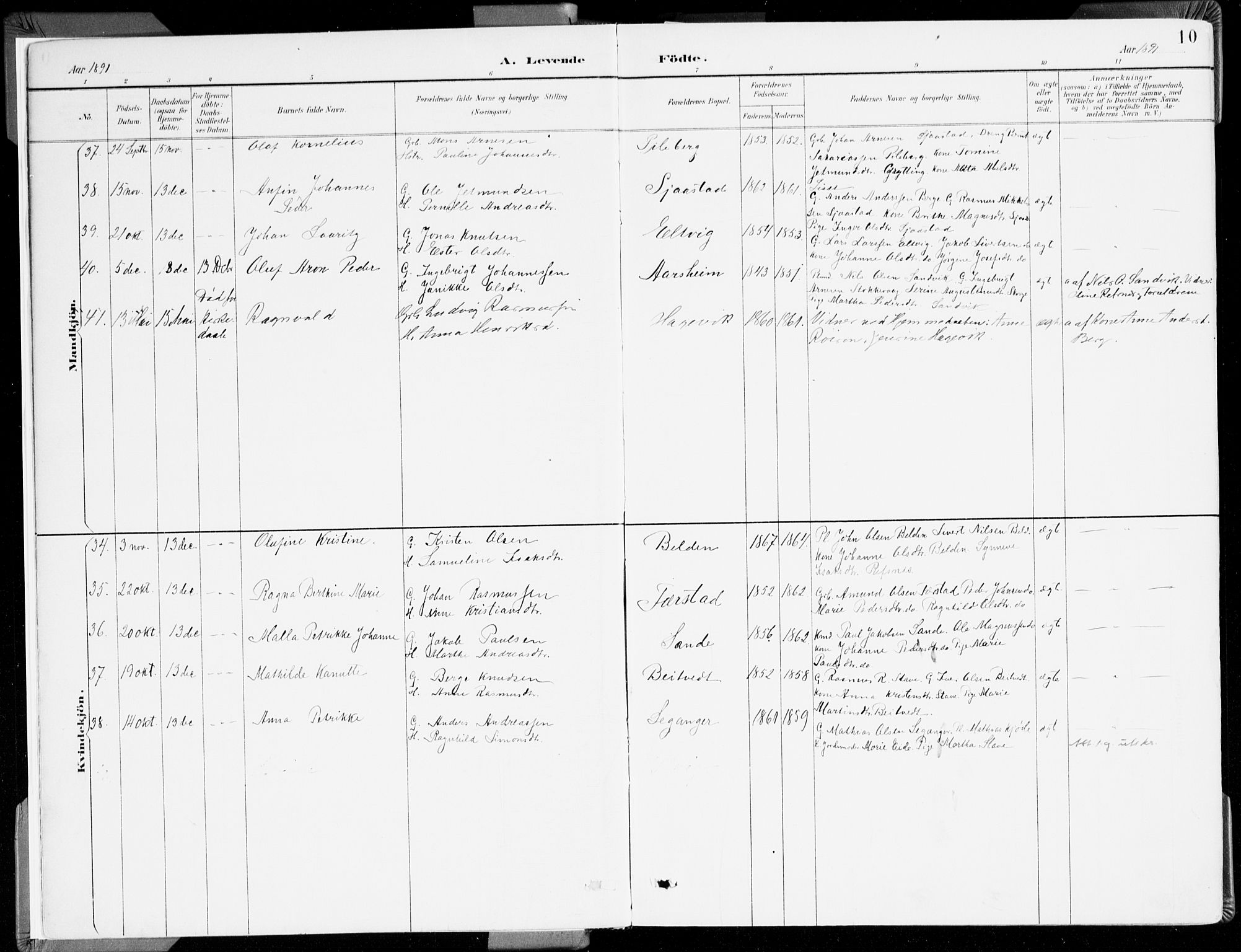 Selje sokneprestembete, AV/SAB-A-99938/H/Ha/Haa/Haab: Parish register (official) no. B 2, 1891-1907, p. 10