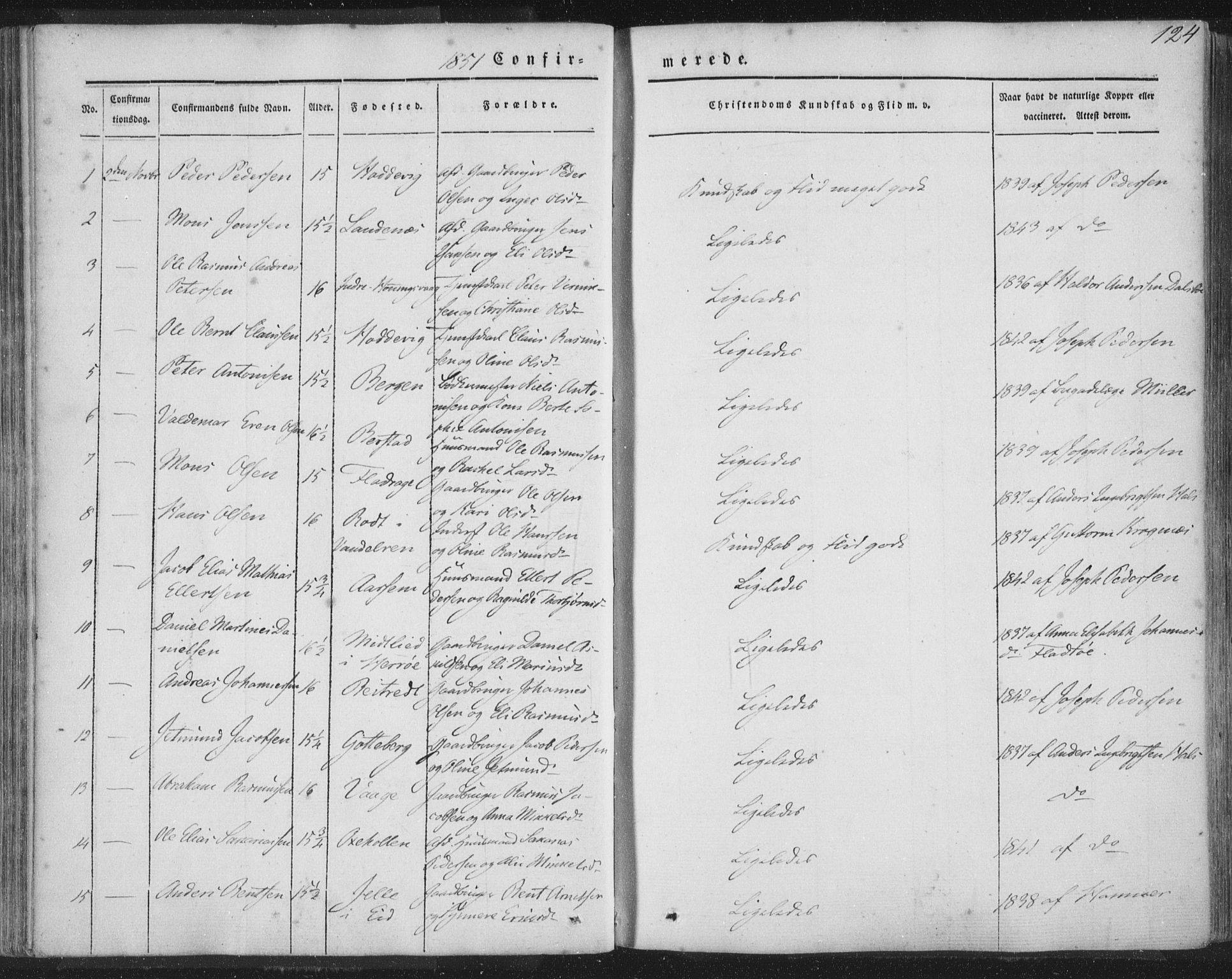 Selje sokneprestembete, AV/SAB-A-99938/H/Ha/Haa/Haaa: Parish register (official) no. A 10, 1844-1858, p. 124