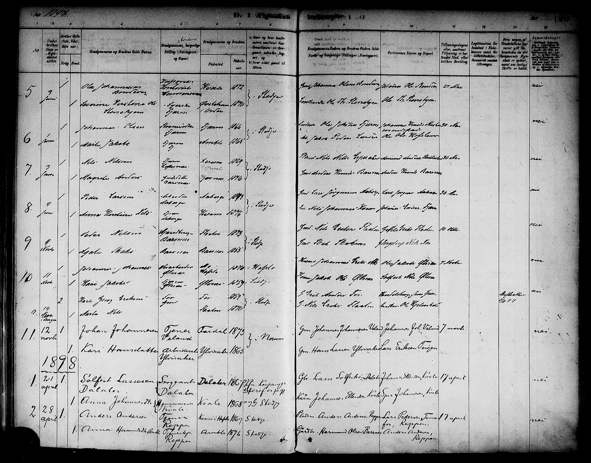 Sogndal sokneprestembete, SAB/A-81301/H/Haa/Haab/L0001: Parish register (official) no. B 1, 1878-1899, p. 129