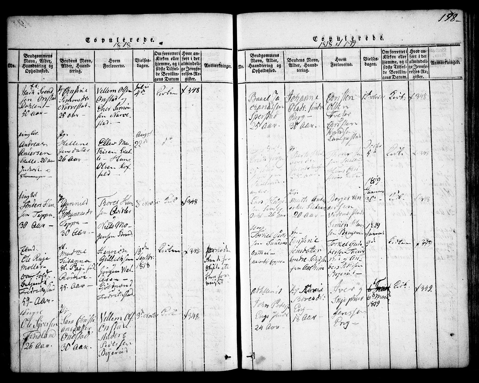 Skiptvet prestekontor Kirkebøker, SAO/A-20009/F/Fa/L0005: Parish register (official) no. 5, 1814-1838, p. 198