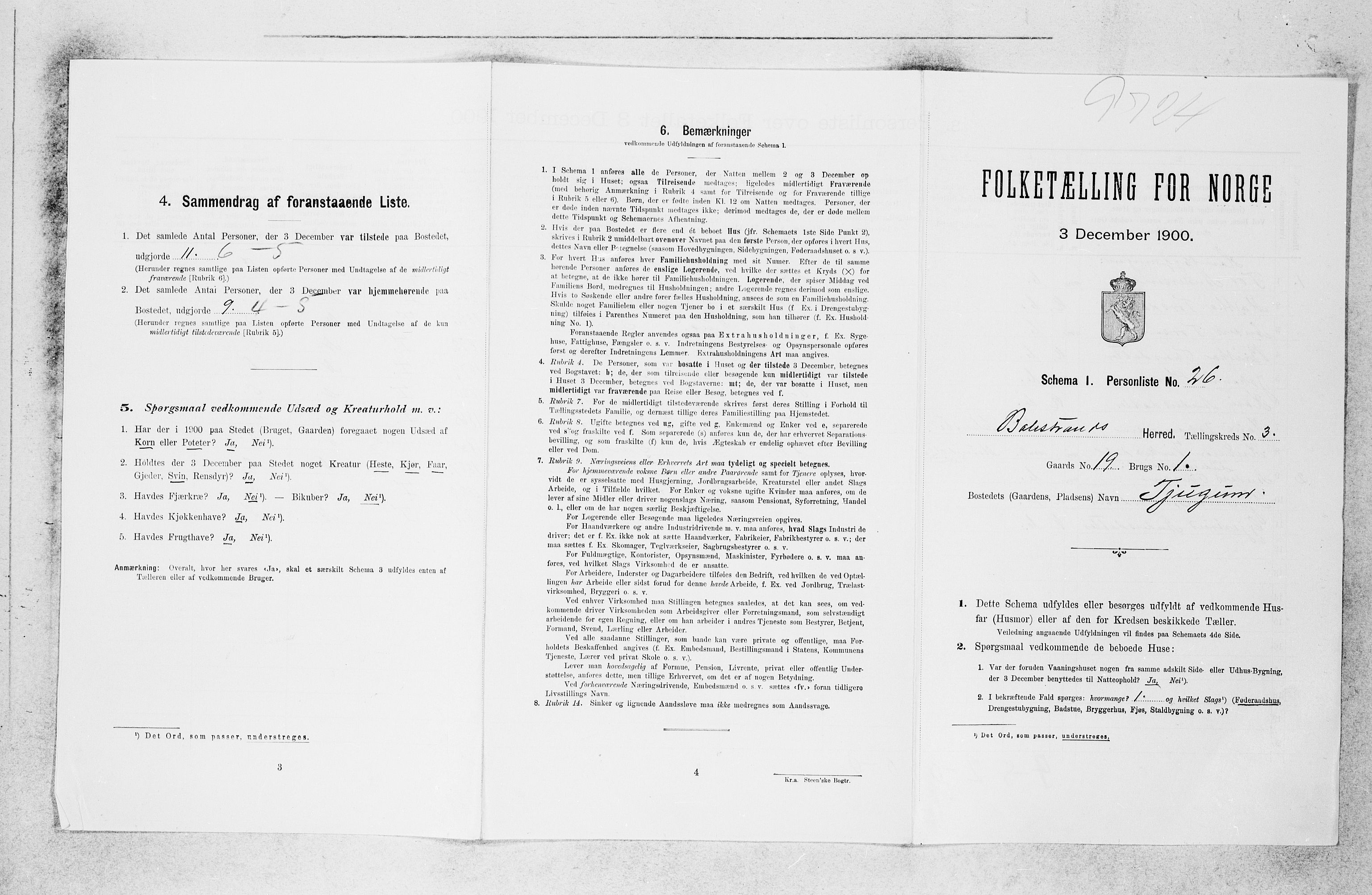 SAB, 1900 census for Balestrand, 1900, p. 267