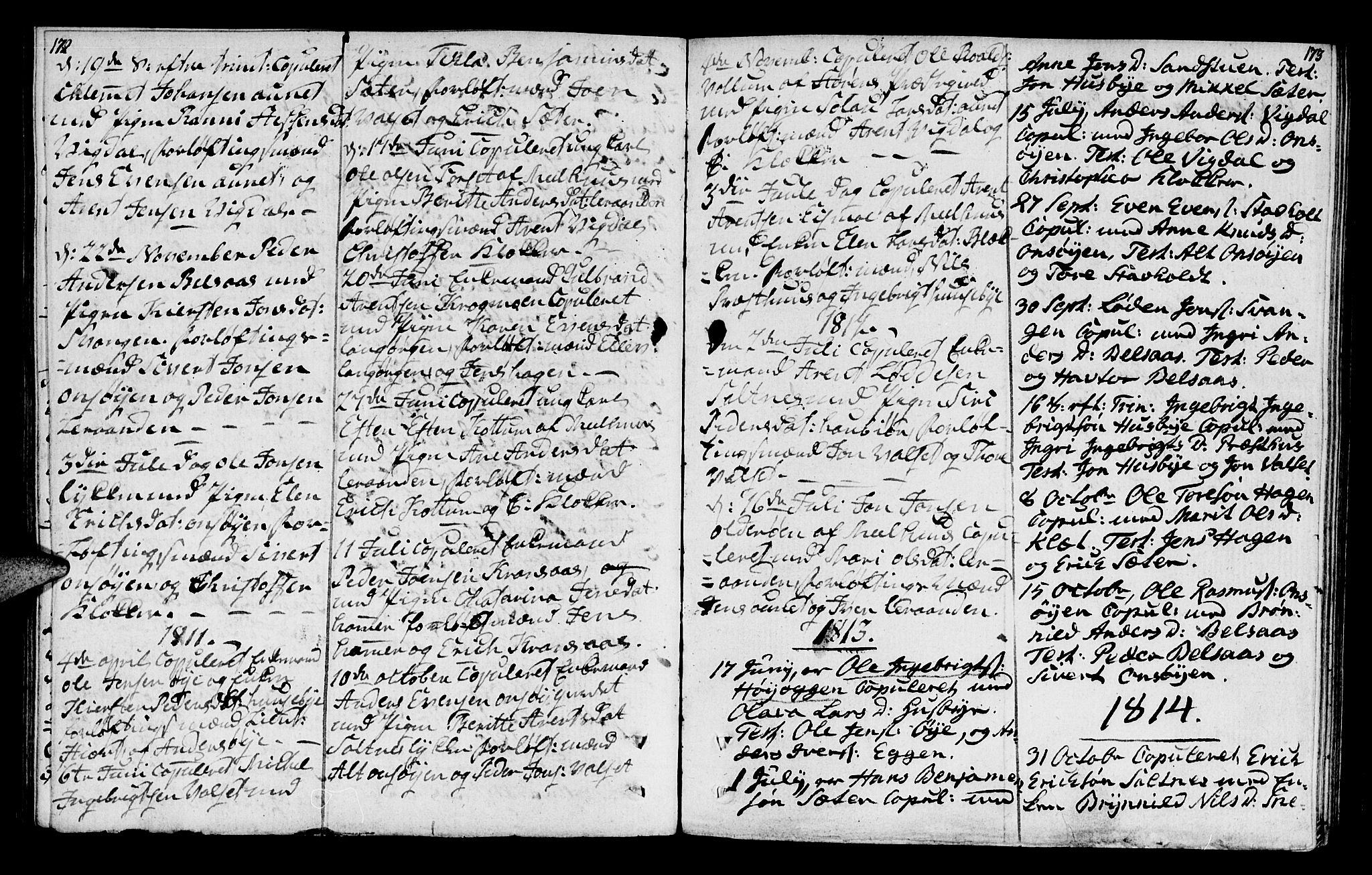 Ministerialprotokoller, klokkerbøker og fødselsregistre - Sør-Trøndelag, SAT/A-1456/666/L0785: Parish register (official) no. 666A03, 1803-1816, p. 172-173