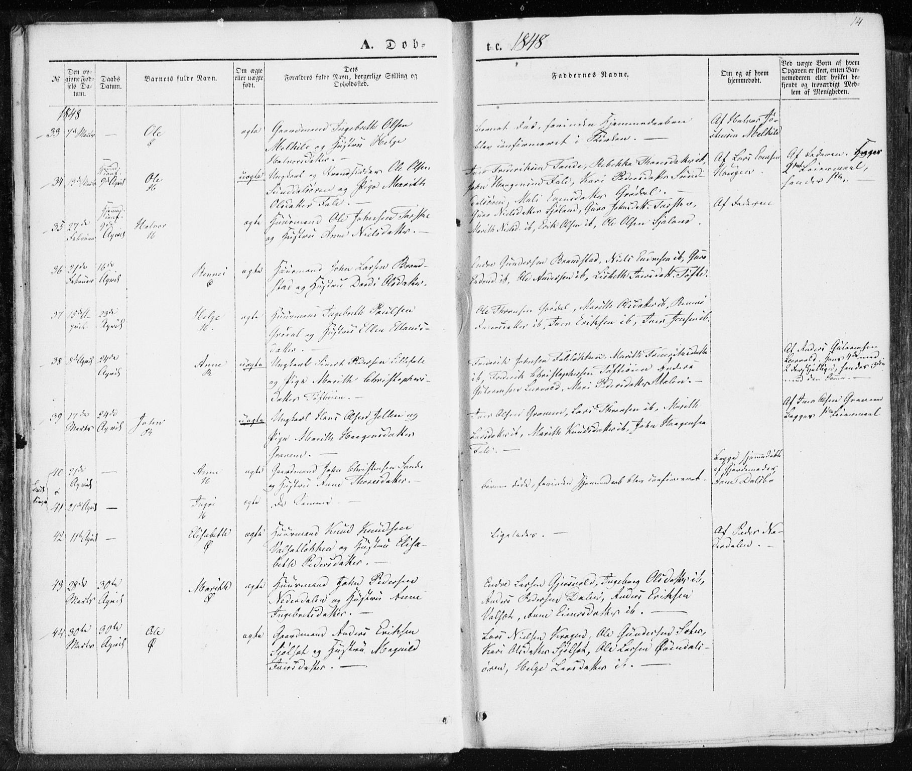 Ministerialprotokoller, klokkerbøker og fødselsregistre - Møre og Romsdal, AV/SAT-A-1454/590/L1013: Parish register (official) no. 590A05, 1847-1877, p. 14