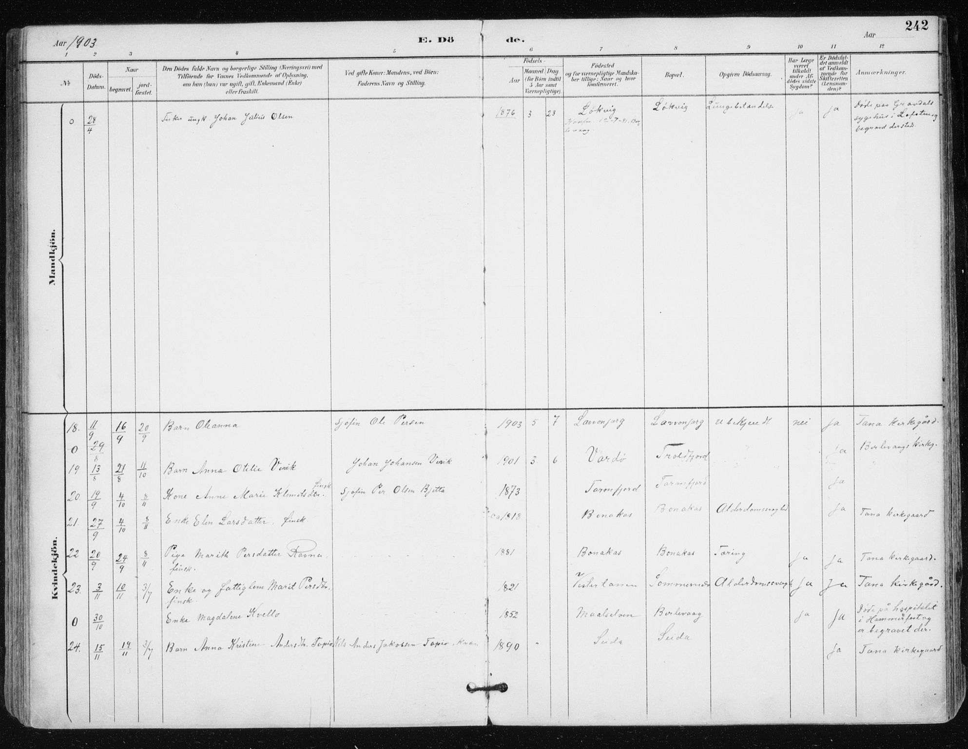 Tana sokneprestkontor, AV/SATØ-S-1334/H/Ha/L0005kirke: Parish register (official) no. 5, 1891-1903, p. 242