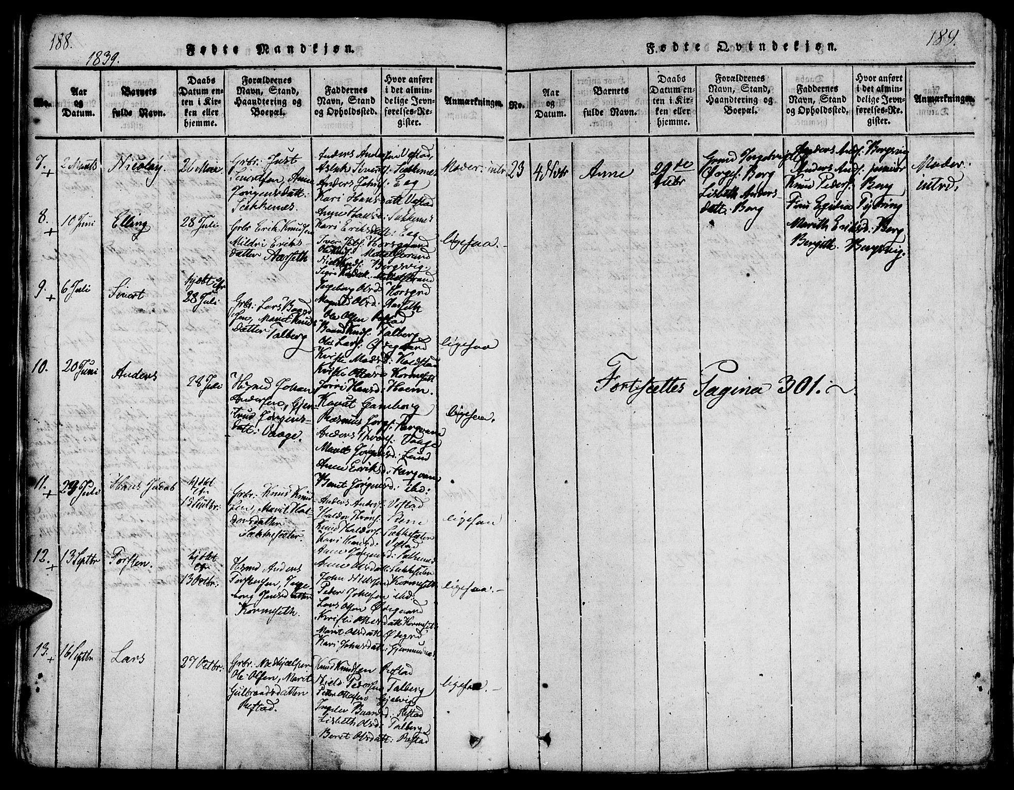 Ministerialprotokoller, klokkerbøker og fødselsregistre - Møre og Romsdal, AV/SAT-A-1454/547/L0602: Parish register (official) no. 547A04, 1818-1845, p. 188-189