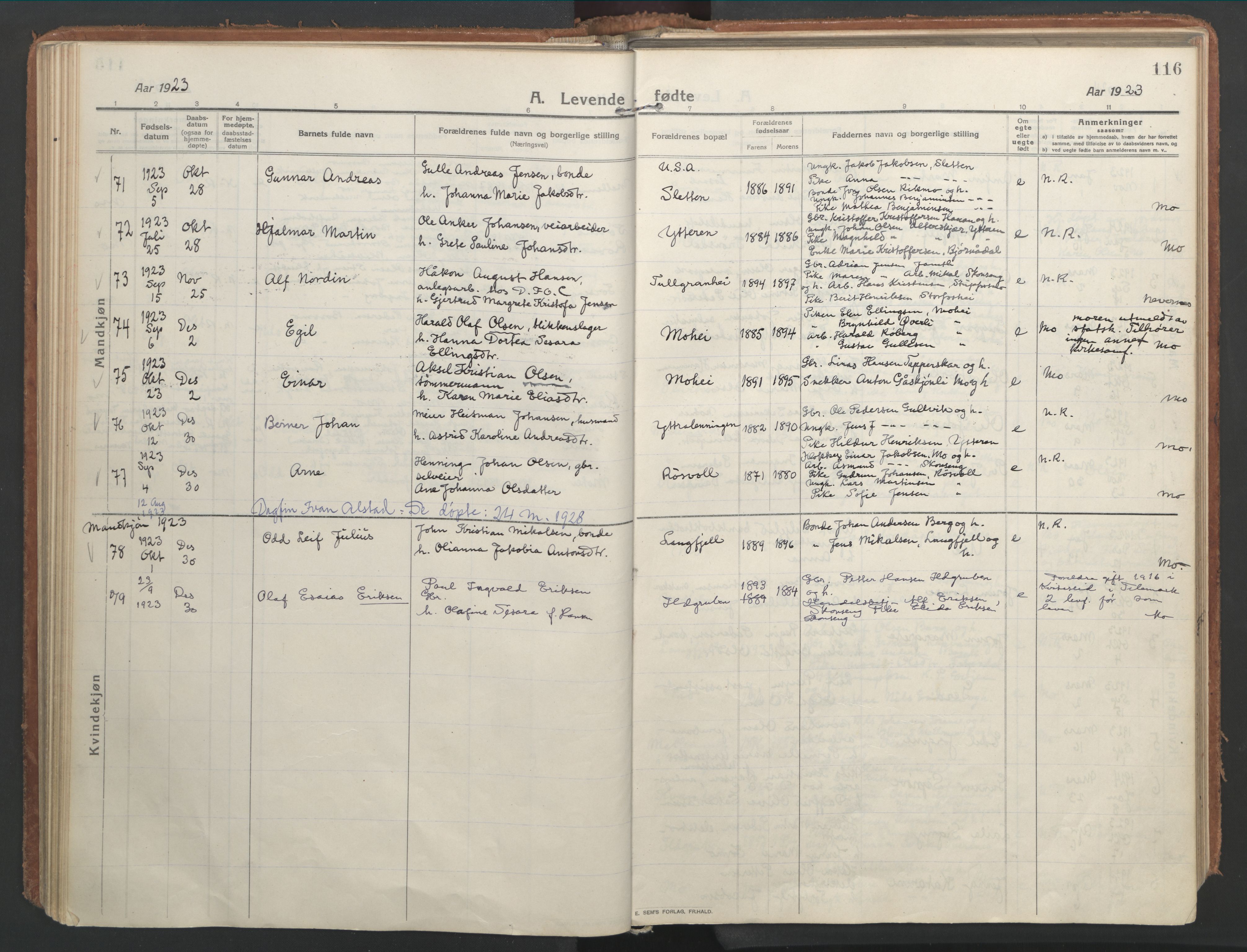 Ministerialprotokoller, klokkerbøker og fødselsregistre - Nordland, AV/SAT-A-1459/827/L0404: Parish register (official) no. 827A16, 1912-1925, p. 116