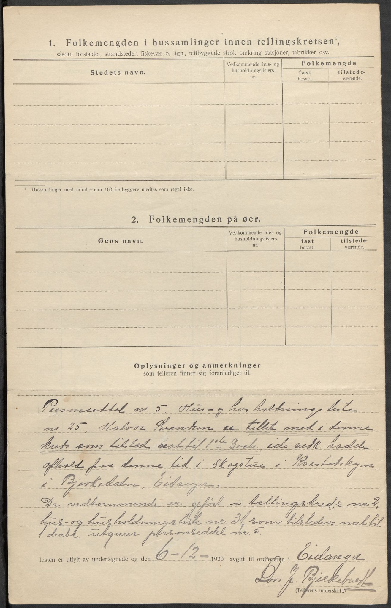 SAKO, 1920 census for Eidanger, 1920, p. 37