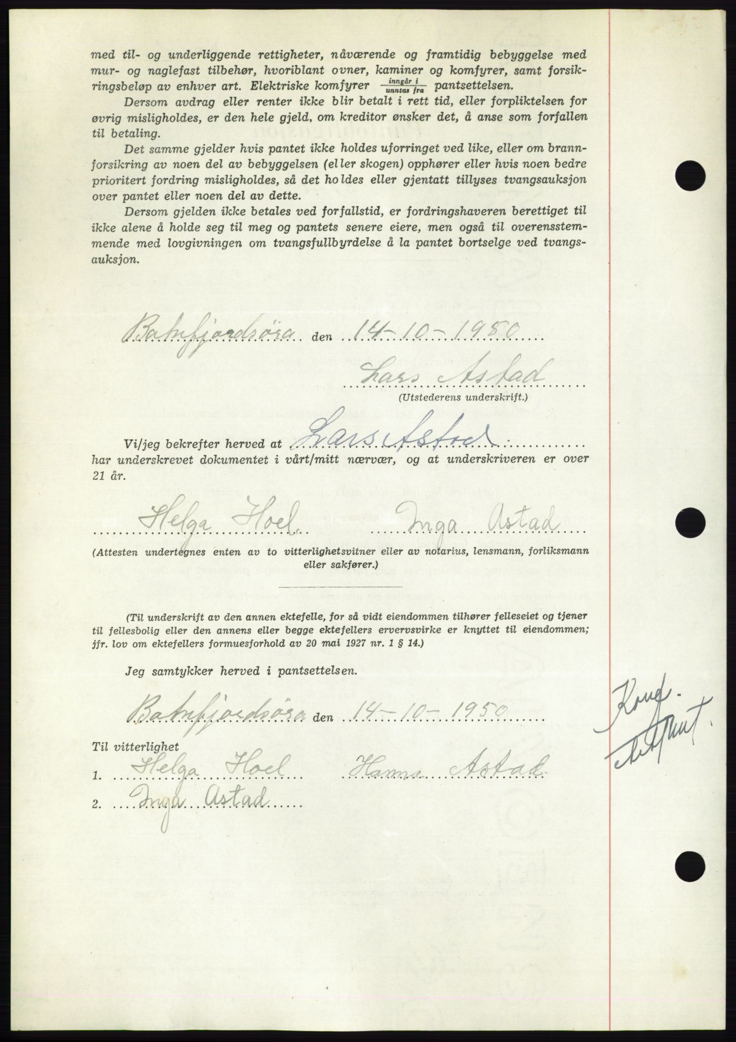 Nordmøre sorenskriveri, AV/SAT-A-4132/1/2/2Ca: Mortgage book no. B106, 1950-1950, Diary no: : 3206/1950