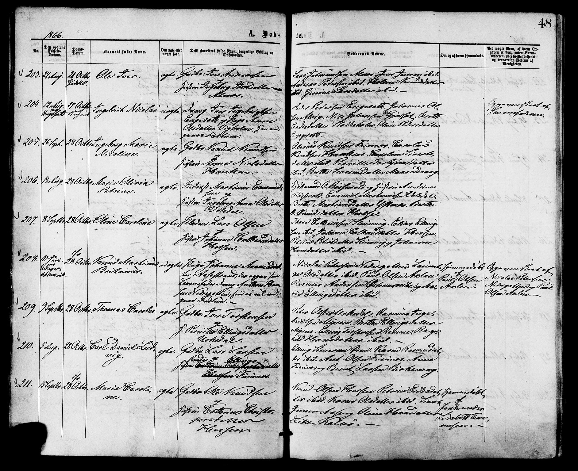 Ministerialprotokoller, klokkerbøker og fødselsregistre - Møre og Romsdal, AV/SAT-A-1454/528/L0399: Parish register (official) no. 528A10, 1864-1879, p. 48