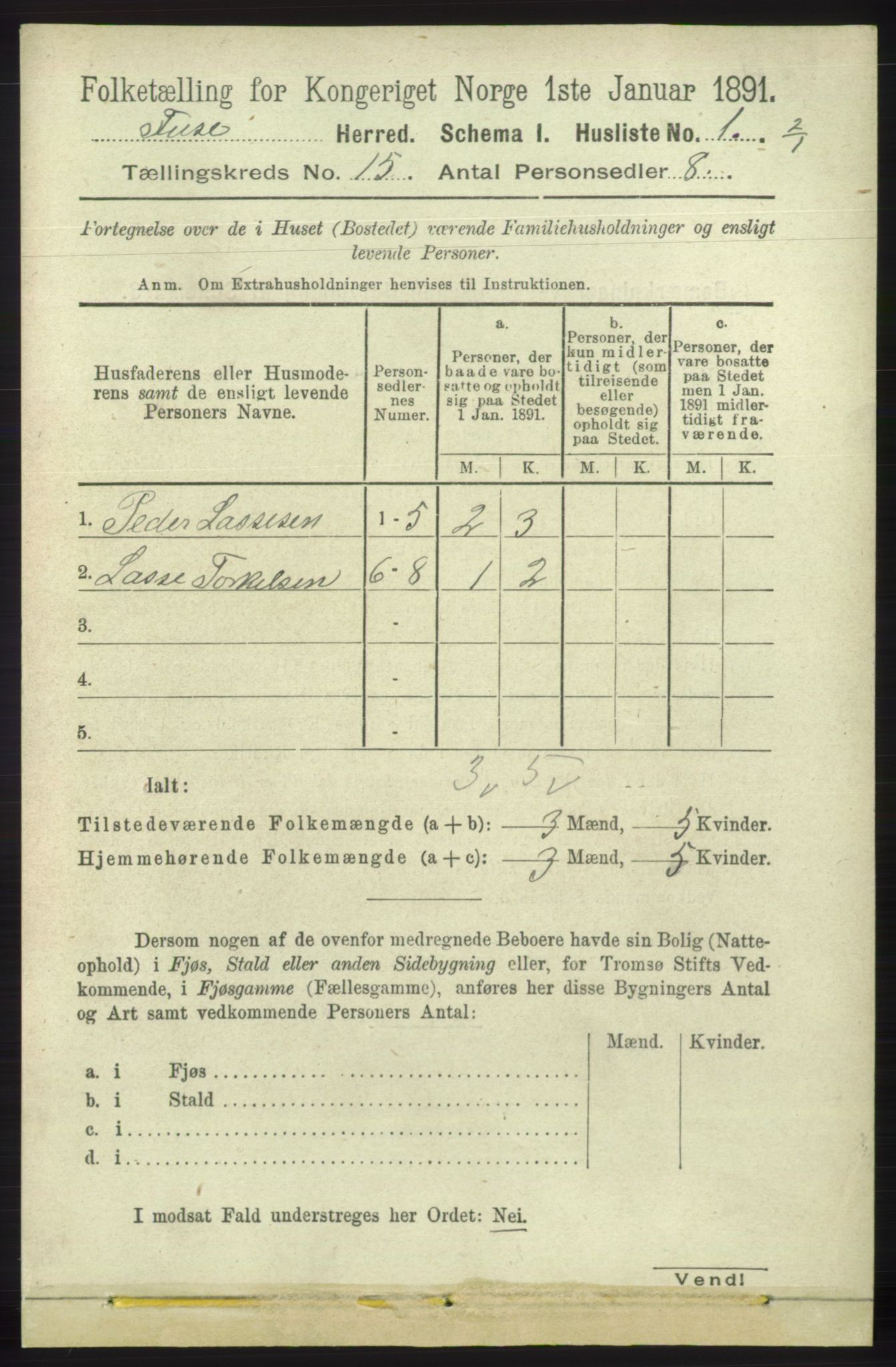 RA, 1891 census for 1241 Fusa, 1891, p. 3361