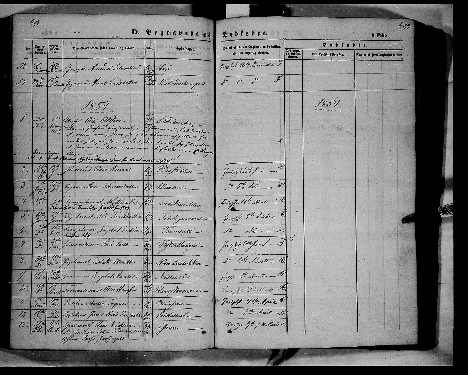 Ringebu prestekontor, SAH/PREST-082/H/Ha/Haa/L0006: Parish register (official) no. 6, 1848-1859, p. 498-499
