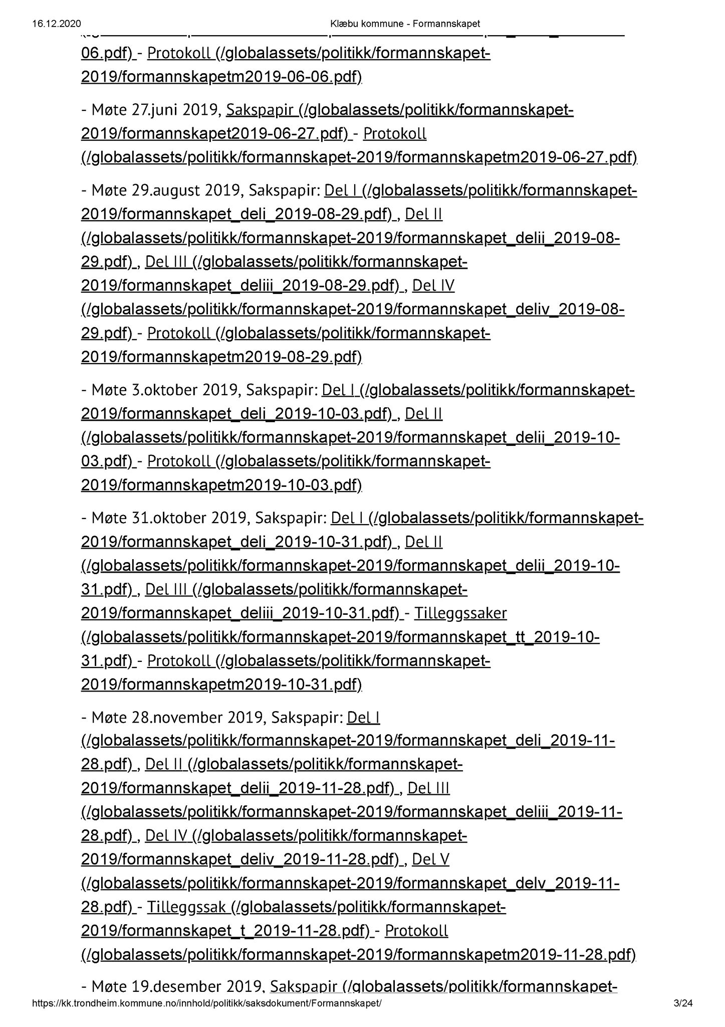 Klæbu Kommune, TRKO/KK/02-FS/L001: Formannsskapet - Dokumentoversikt, 2009-2019, p. 3