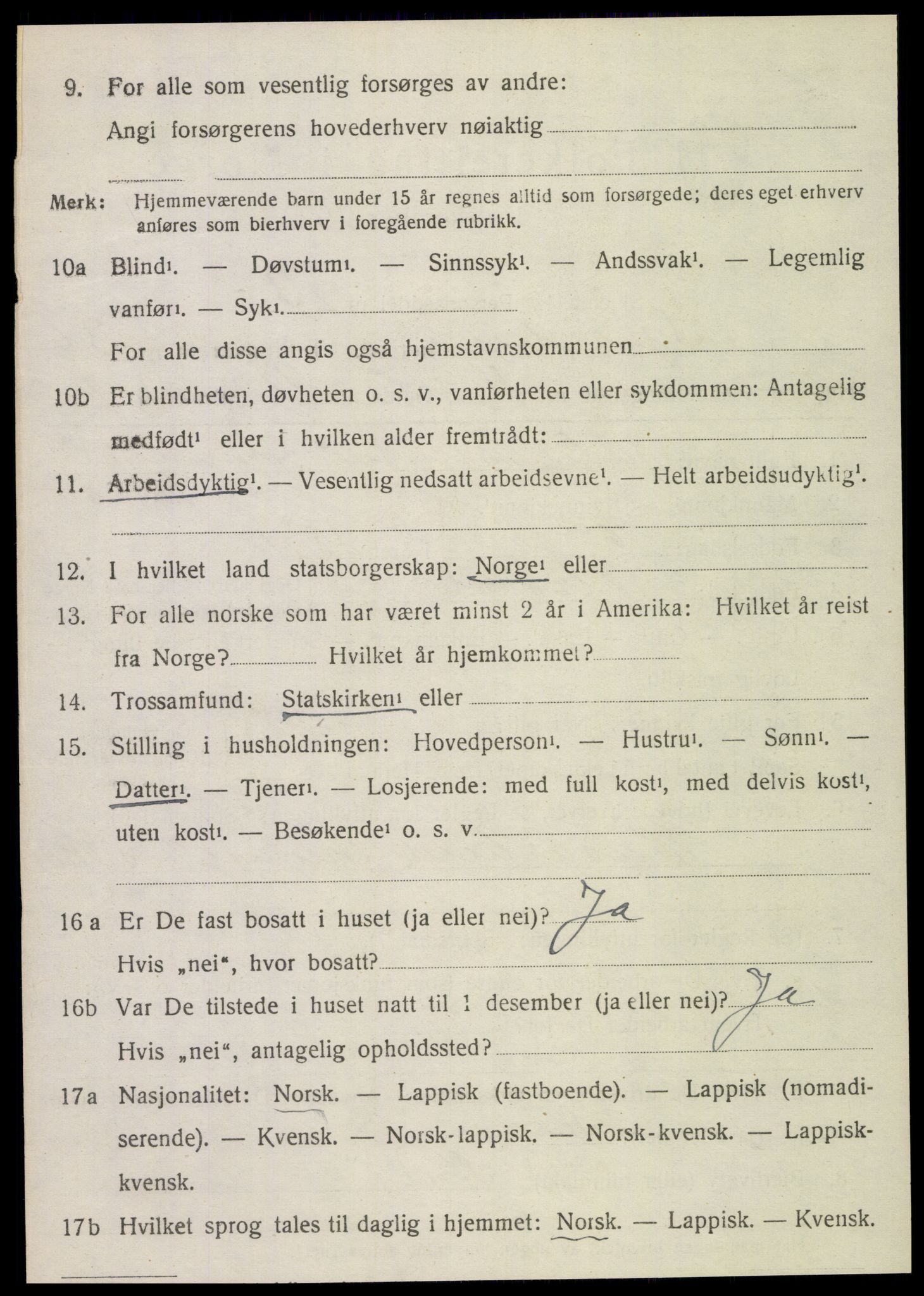 SAT, 1920 census for Sparbu, 1920, p. 4950