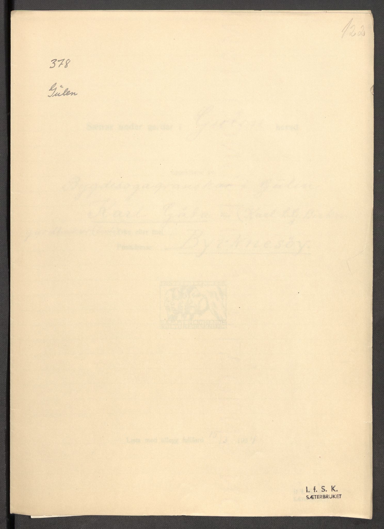 Instituttet for sammenlignende kulturforskning, AV/RA-PA-0424/F/Fc/L0011/0002: Eske B11: / Sogn og Fjordane (perm XXIX), 1934-1937, p. 122