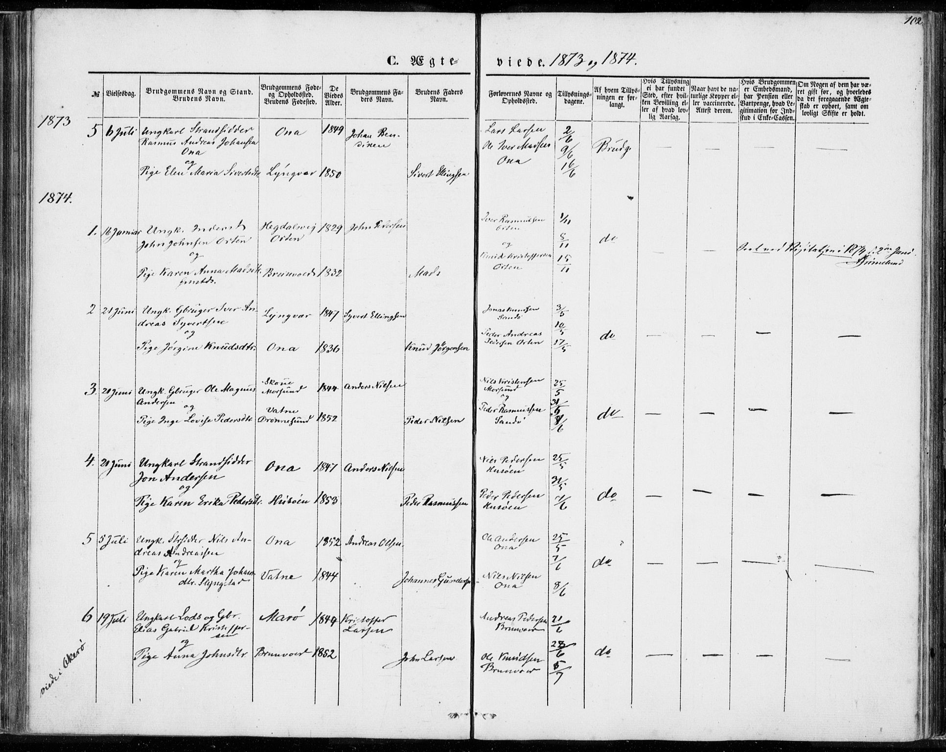 Ministerialprotokoller, klokkerbøker og fødselsregistre - Møre og Romsdal, AV/SAT-A-1454/561/L0728: Parish register (official) no. 561A02, 1858-1878, p. 102