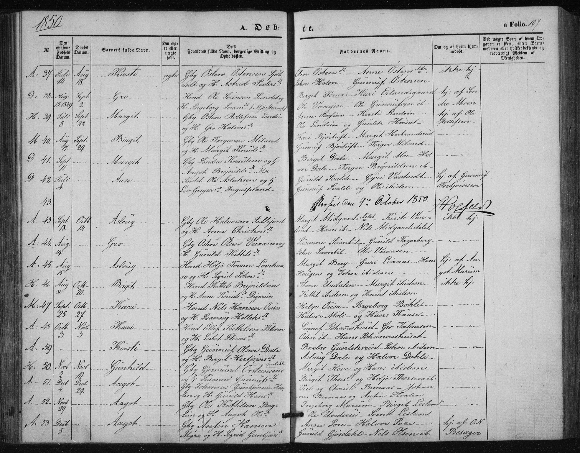 Tinn kirkebøker, SAKO/A-308/F/Fa/L0005: Parish register (official) no. I 5, 1844-1856, p. 107