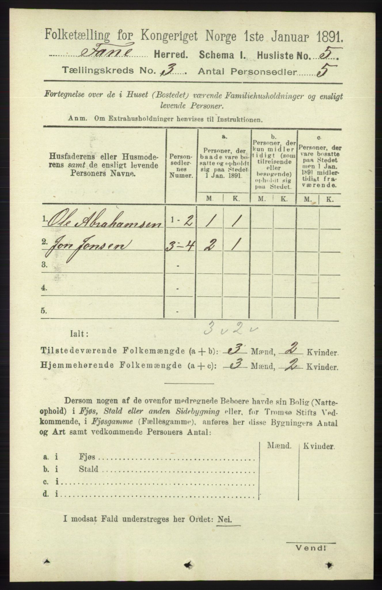 RA, 1891 census for 1249 Fana, 1891, p. 799